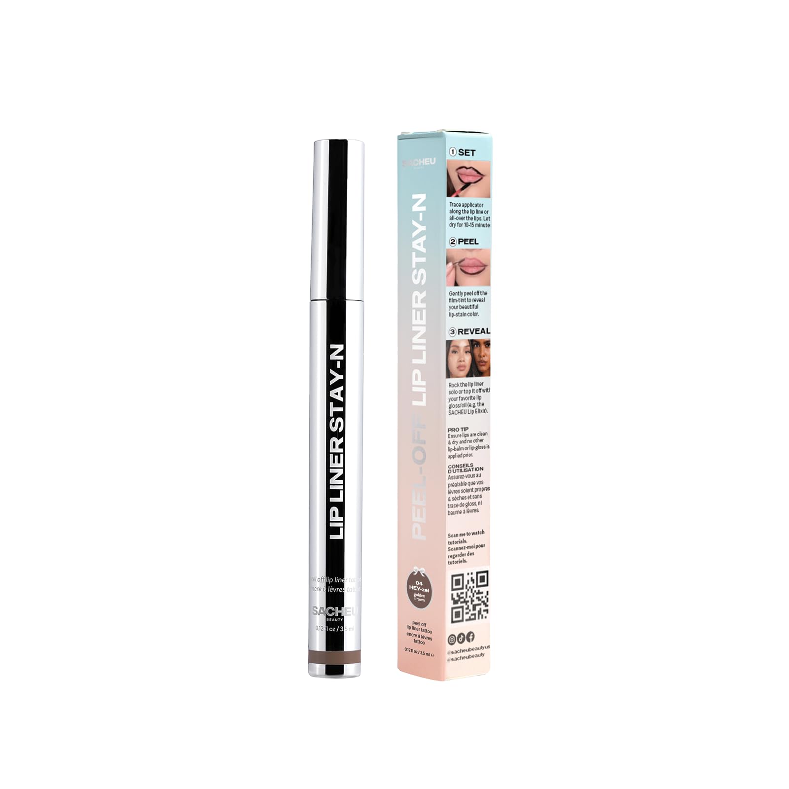 Sacheu Lip Liner STAY-N Peel Off Lip Stain — Long Lasting Matte Lip Tattoo Transfer Proof Lipstain Infused with Hyaluronic Acid & Vitamin E for All Skin Types — Vegan & Cruelty-Free, p-INKED