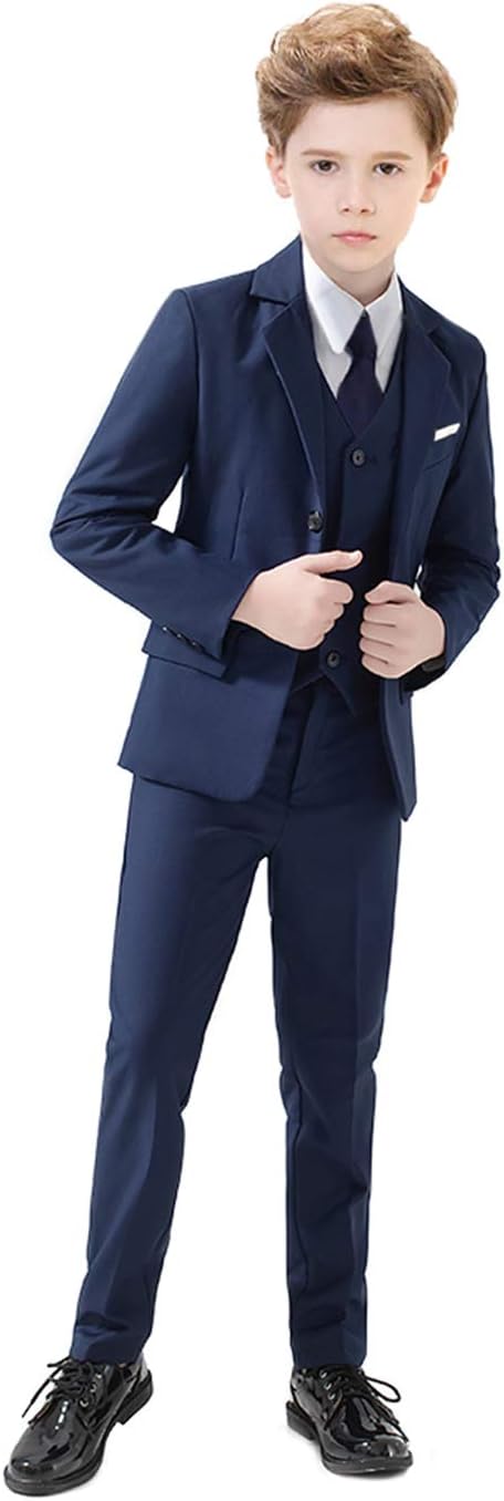 Boys Suits 5 Piece Slim Fit Suit for Kids Formal Ring Bearer Suits