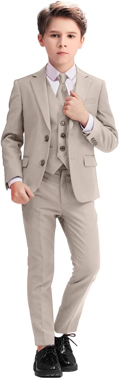 Boys Suits 5 Piece Slim Fit Suit for Kids Formal Ring Bearer Suits