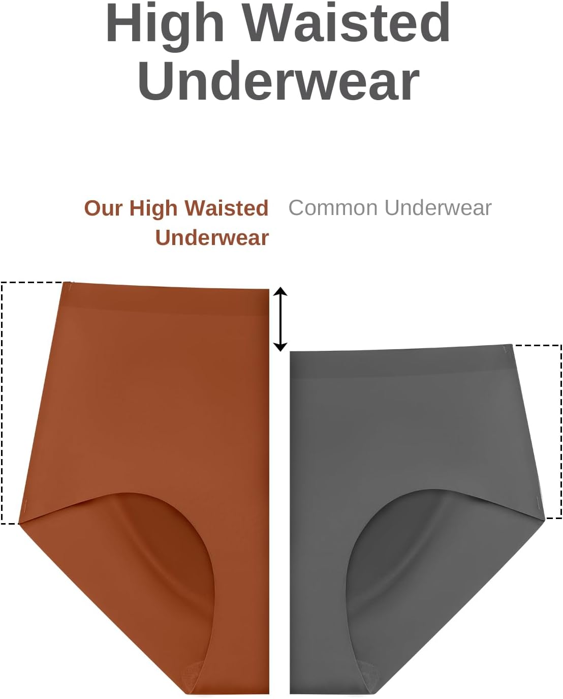 Womens Underwear Seamless High Waisted Briefs Silky Stretch No Show Breathable Full Coverage Ladies Panties 6 Pack