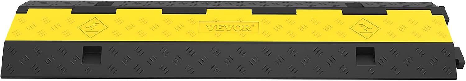 VEVOR Cable Protector Ramp, 5 Packs 2 Channels Speed Bump, Rubber Modular Humps Rated 11000 LBS Load Capacity, Protective Wire Cord Ramp Driveway Rubber Traffic Speed Bumps Cable Protector