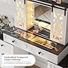 Compact Vanity with Hidden Chair | Mini Dorm Organizers and Storage Dressing Table Desk Gift for Girls Lady with 2 Large Drawers Shelves Mirror Lights for Small Bedroom (White)