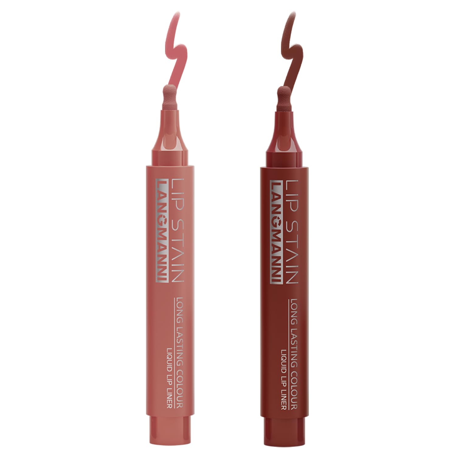 Jolilab 4 Colors Lip Stain Set:Marker Matte Liquid Lip Stain Pen,Highly Pigmented,Long-Lasting,Lip Liner Lip Contour Multi-Use.(#01+02+03+04)