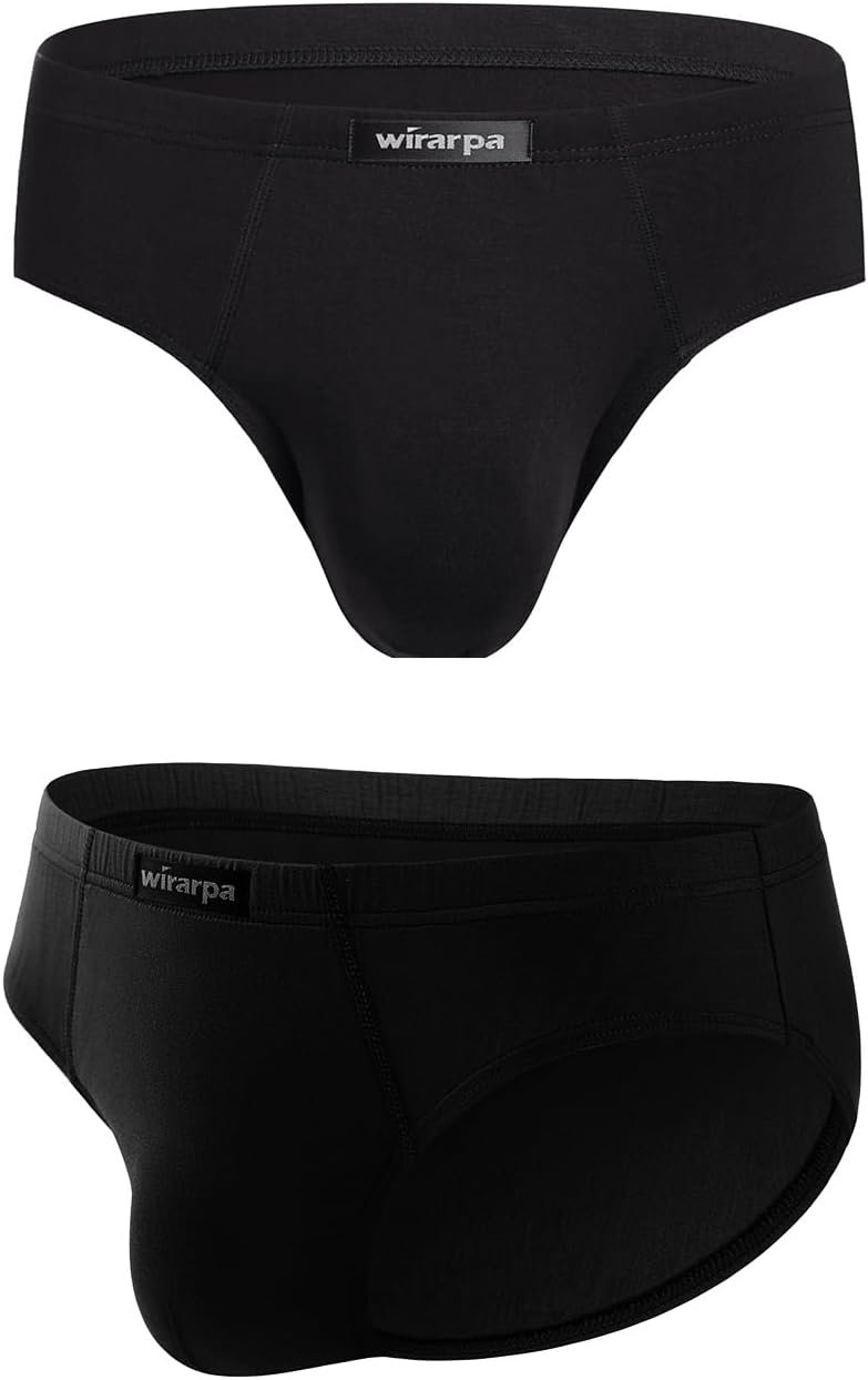 wirarpa Men's Underwear Modal Microfiber Briefs No Fly Covered Waistband Silky Touch Underpants 4 Pack