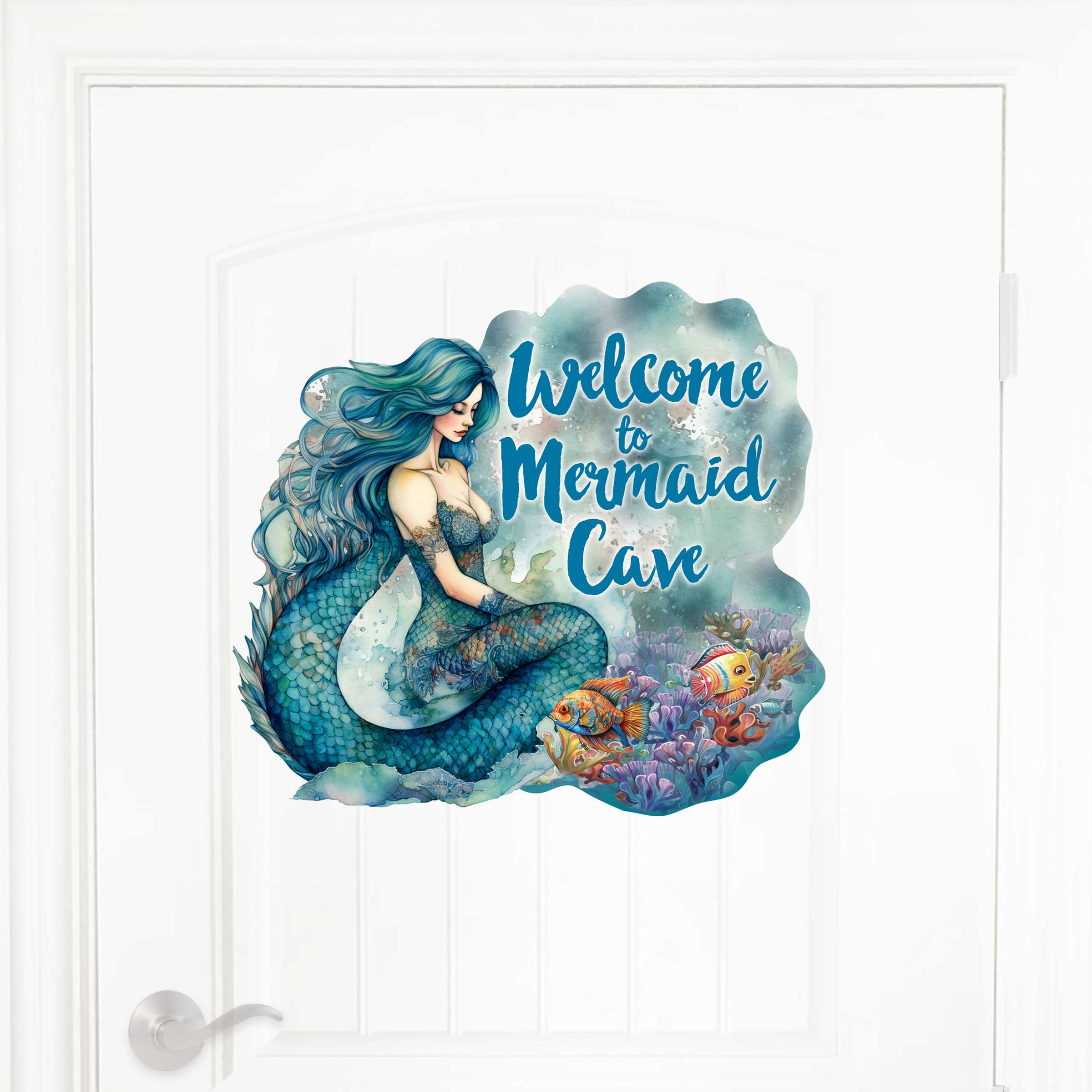 Welcome to Mermaid Cave - Front door welcome sign Main entrance banner Welcome sign - Wooden front porch decor - 933112H