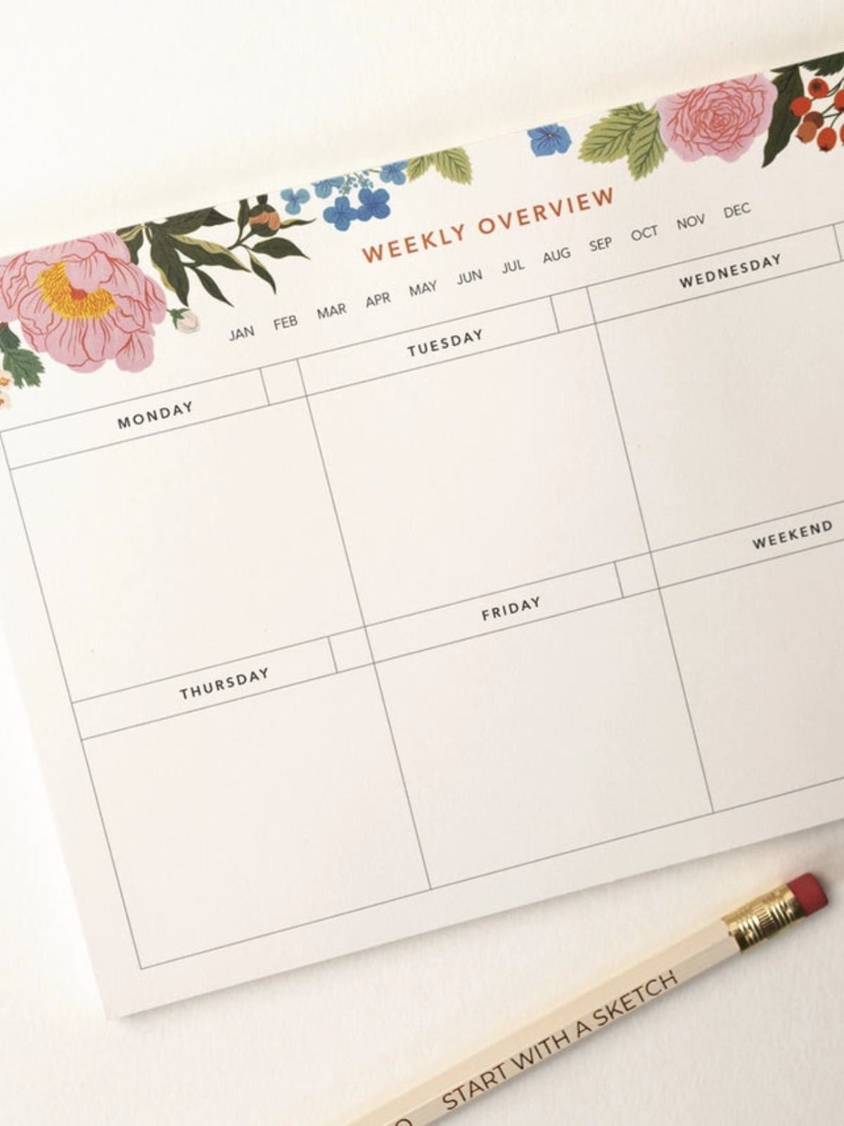 Botanical Weekly Overview Notepad