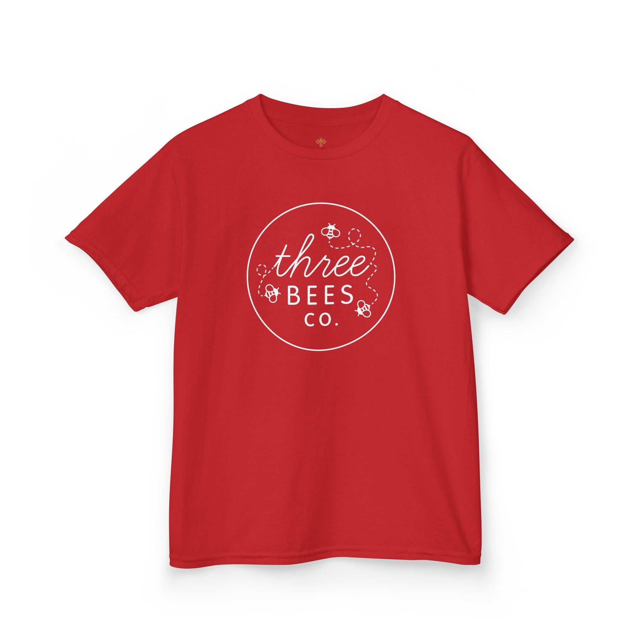 Kids Heavy Cotton Gildan Three Bees Classic Logo in White Hive Tee