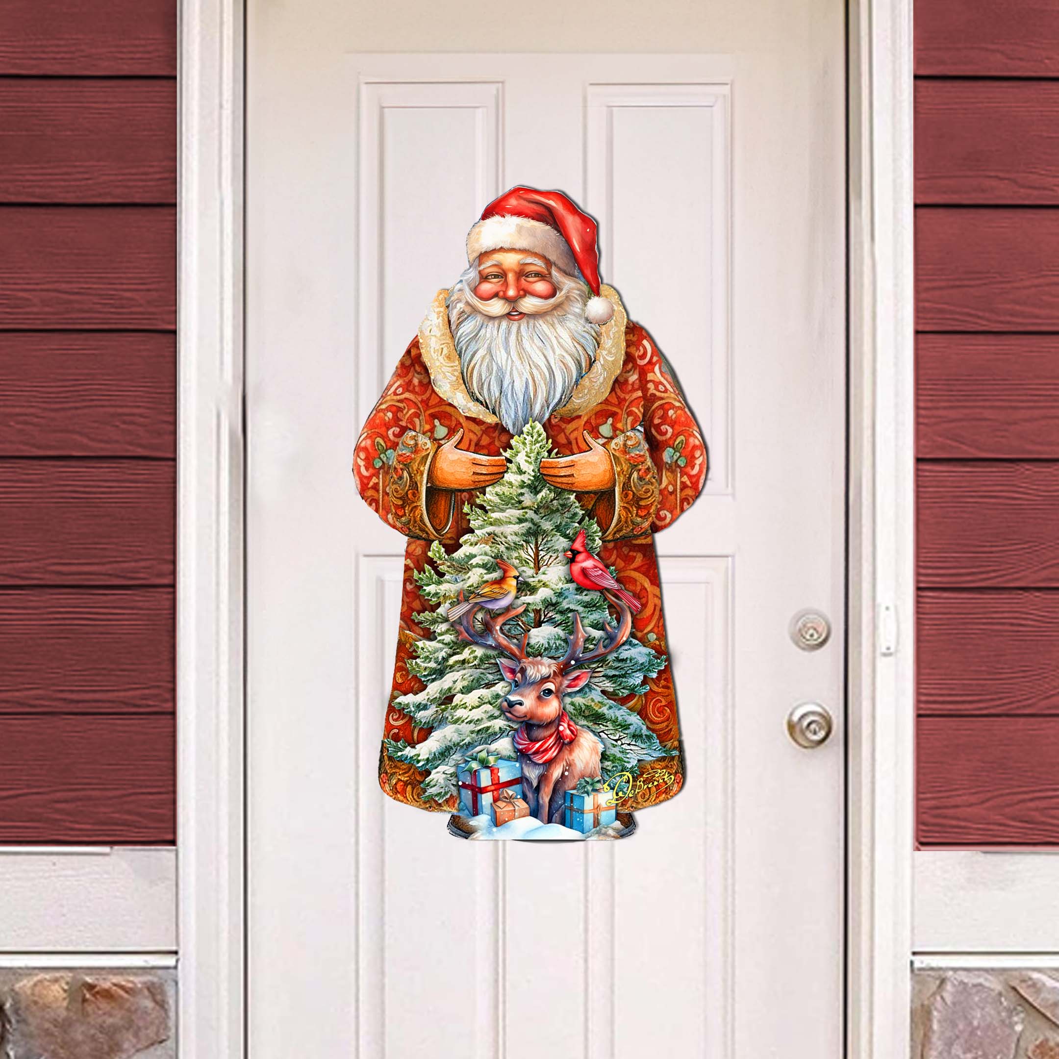 Santa with Forest Friends Holiday Door Decor by G. Debrekht - Christmas Santa Snowman Decor - 8691409H