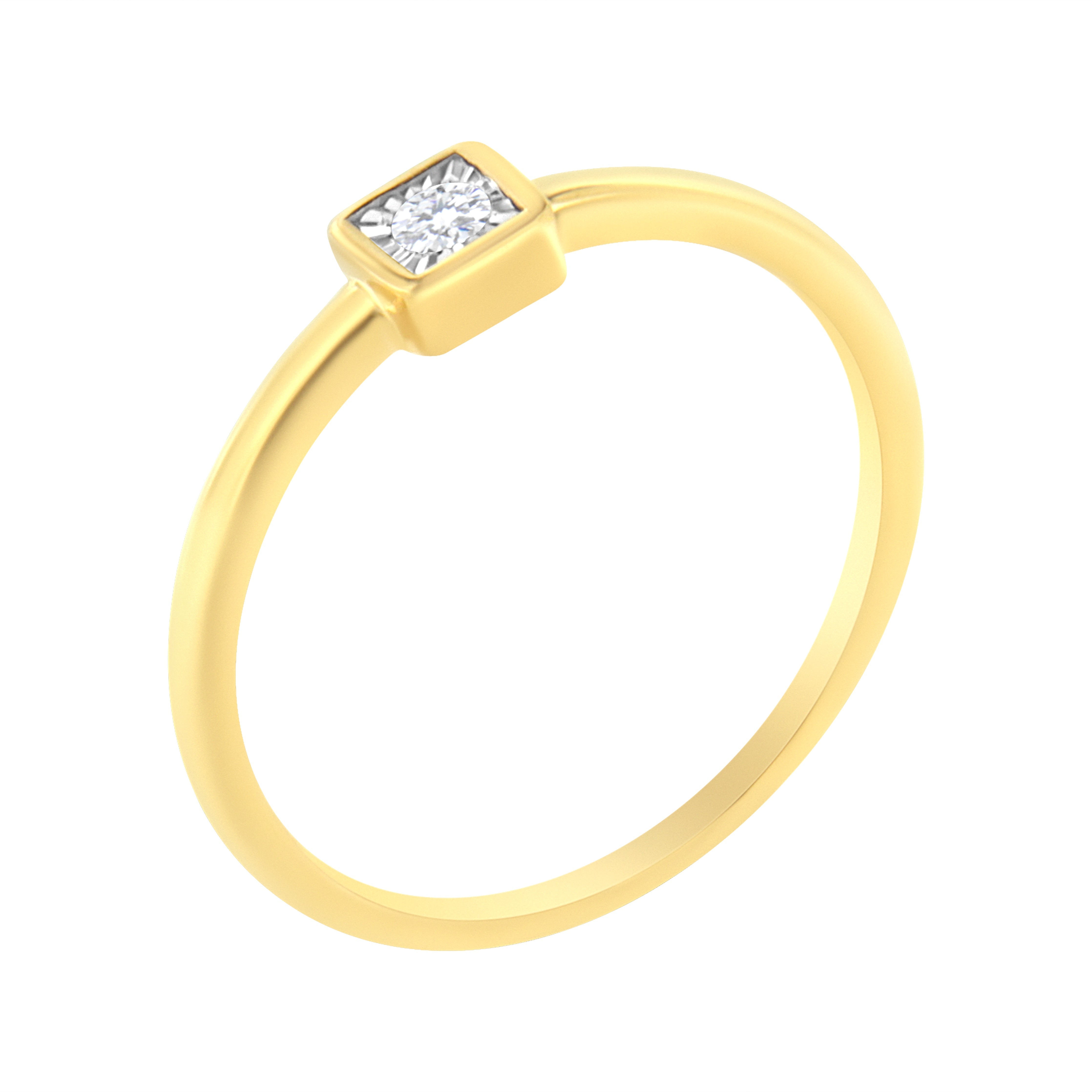 14K Yellow Gold Plated .925 Sterling Silver 1/20 Cttw Miracle Set Diamond Promise Ring (J-K Color, I1-I2 Clarity) - Size 8