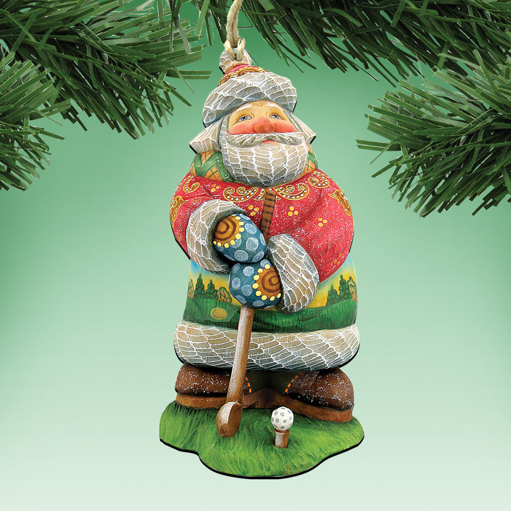 Sporty Santa Wooden Ornaments Set of 3 by G. DeBrekht - Christmas Santa Snowman Décor - 8100031S3
