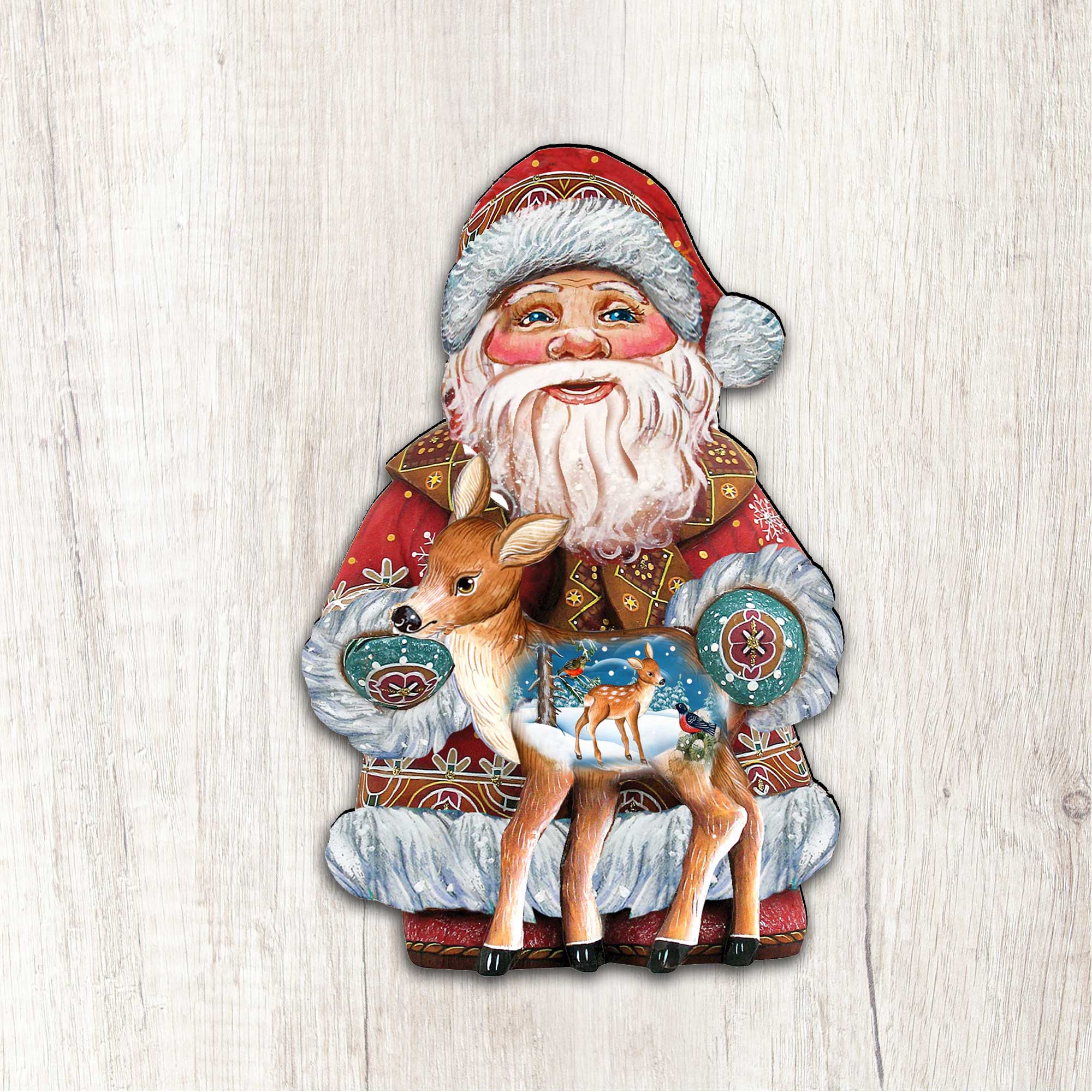 Holiday Fawn Decorative Christmas Door Decor by G. DeBrekht - Christmas Santa Snowman Decor - 8118081H
