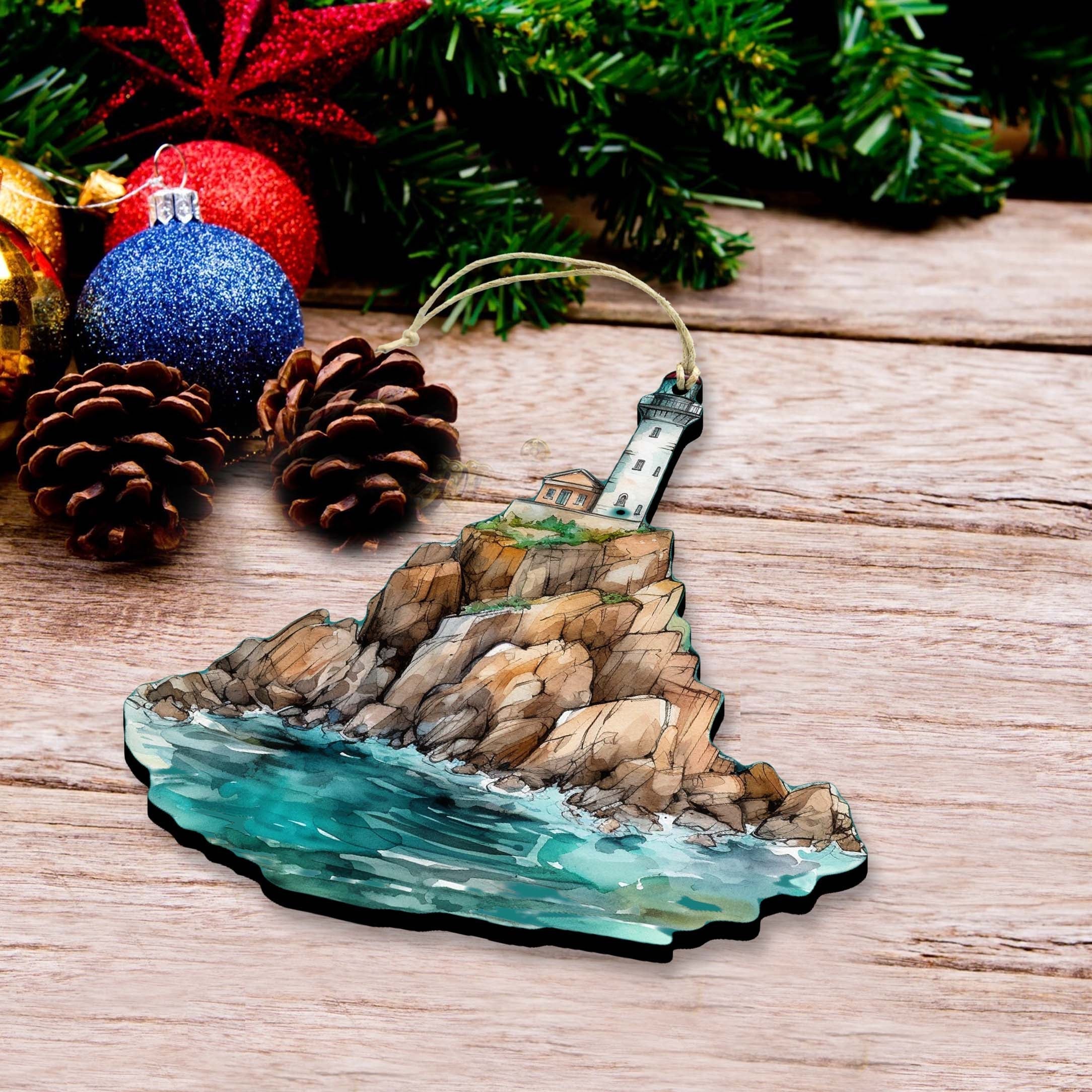 Lighthouse Decorative Wooden Ornaments Set of 3 by G. Debrekht - Coastal Decor - 8091022-S3