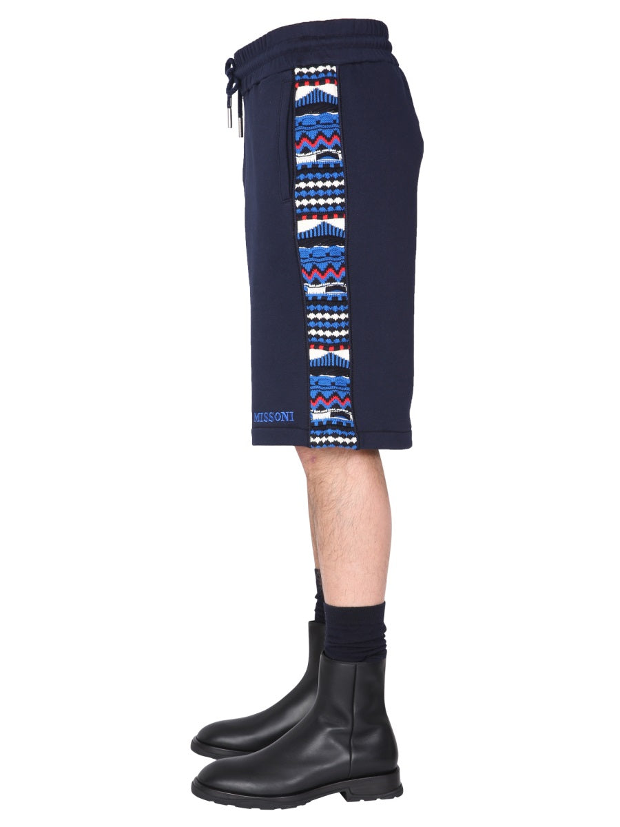 Missoni Men Embroidered Logo And Jacquard Insert Bermuda