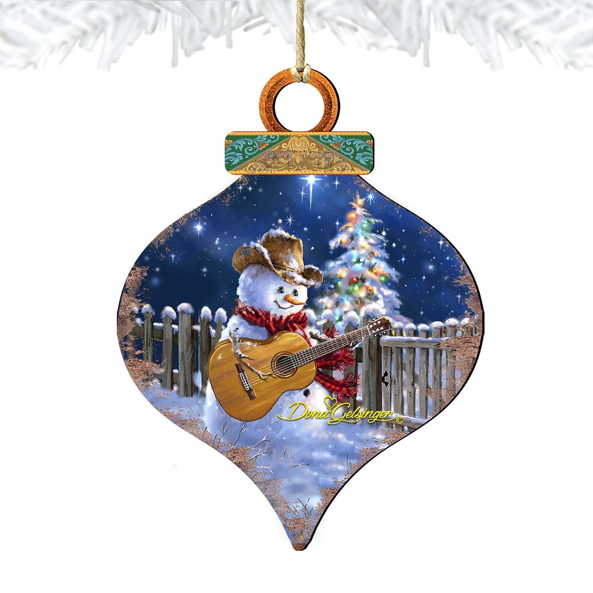 Guitarist Snowman Wood Ornament Dona Gelsinger Holiday Tree Ornament 8031120-1531