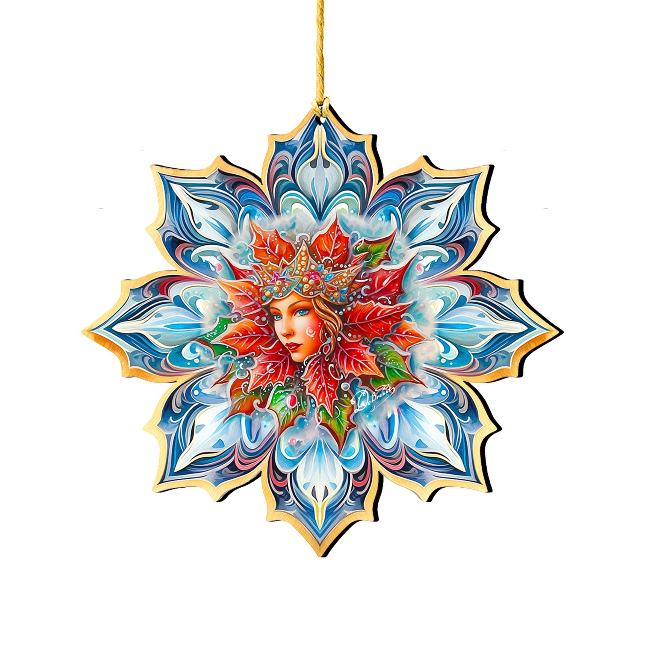 Snow Queen Snowflake Wooden Ornaments by G. Debrekht - Christmas Decor - 8688402