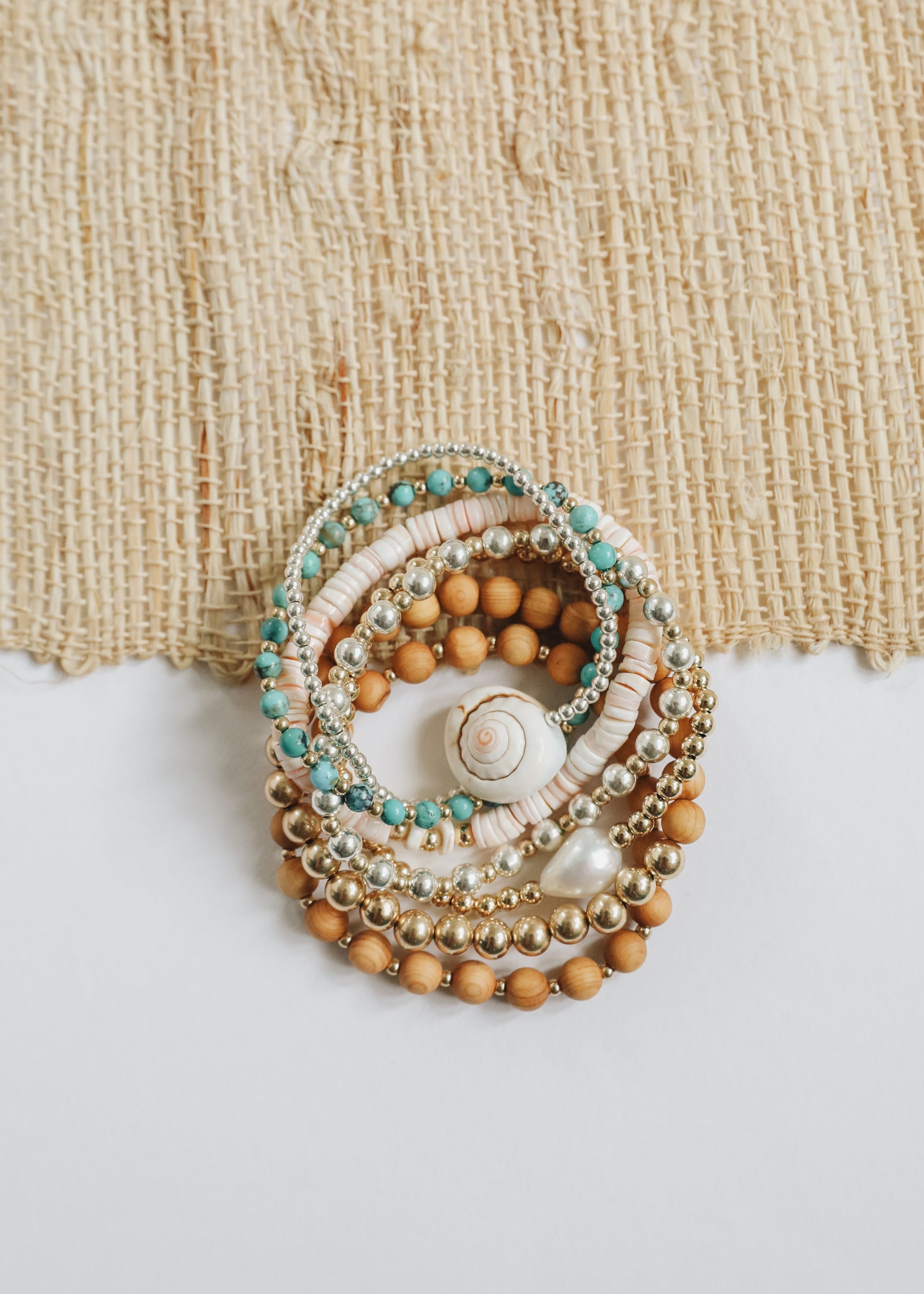 Dainty 14K Gold Filled + Sea Shell || Stretch Anklet or Bracelet