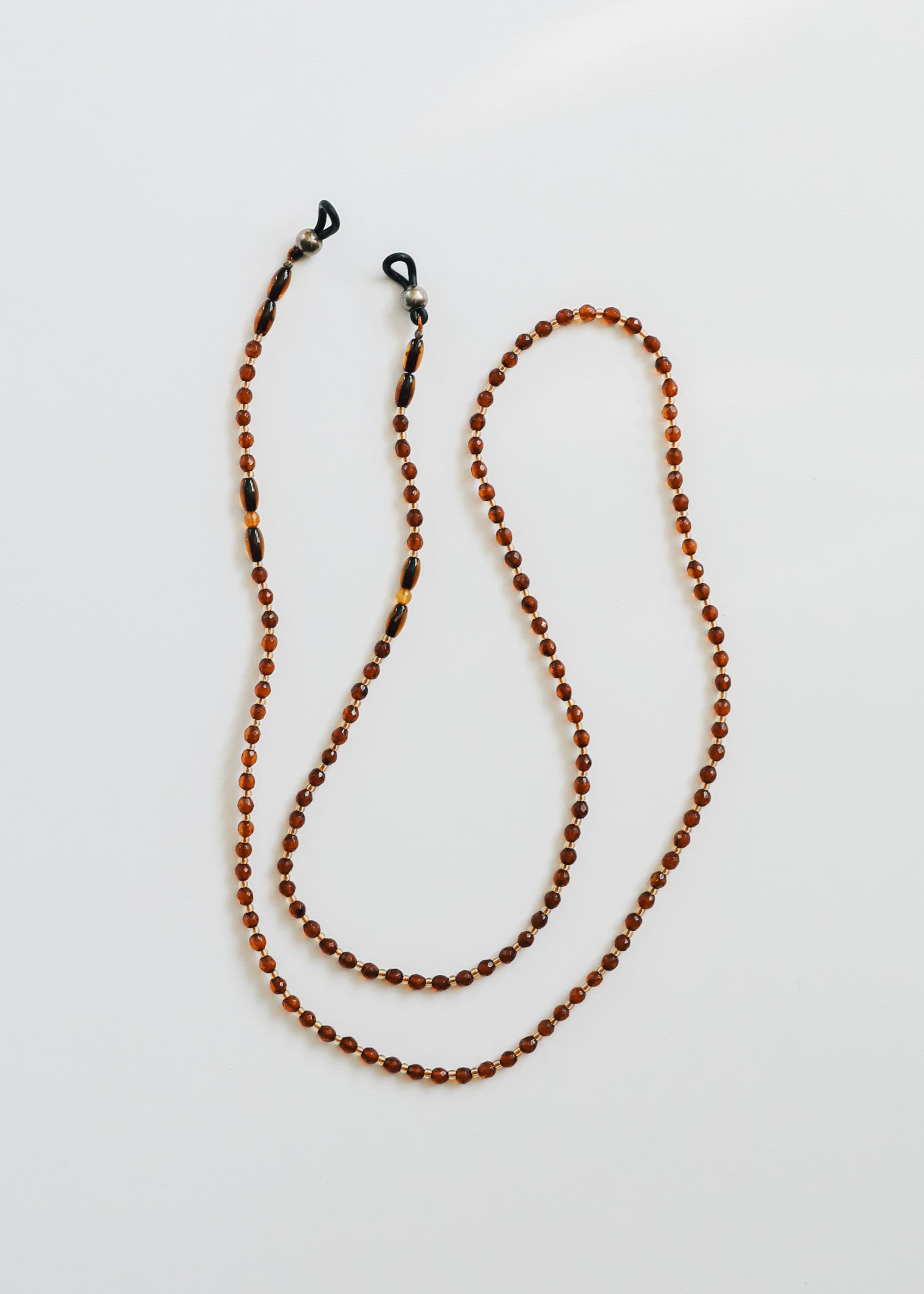 Baltic Sea Amber + Gemstone || Beaded Eyeglass Necklace - Natural Cognac