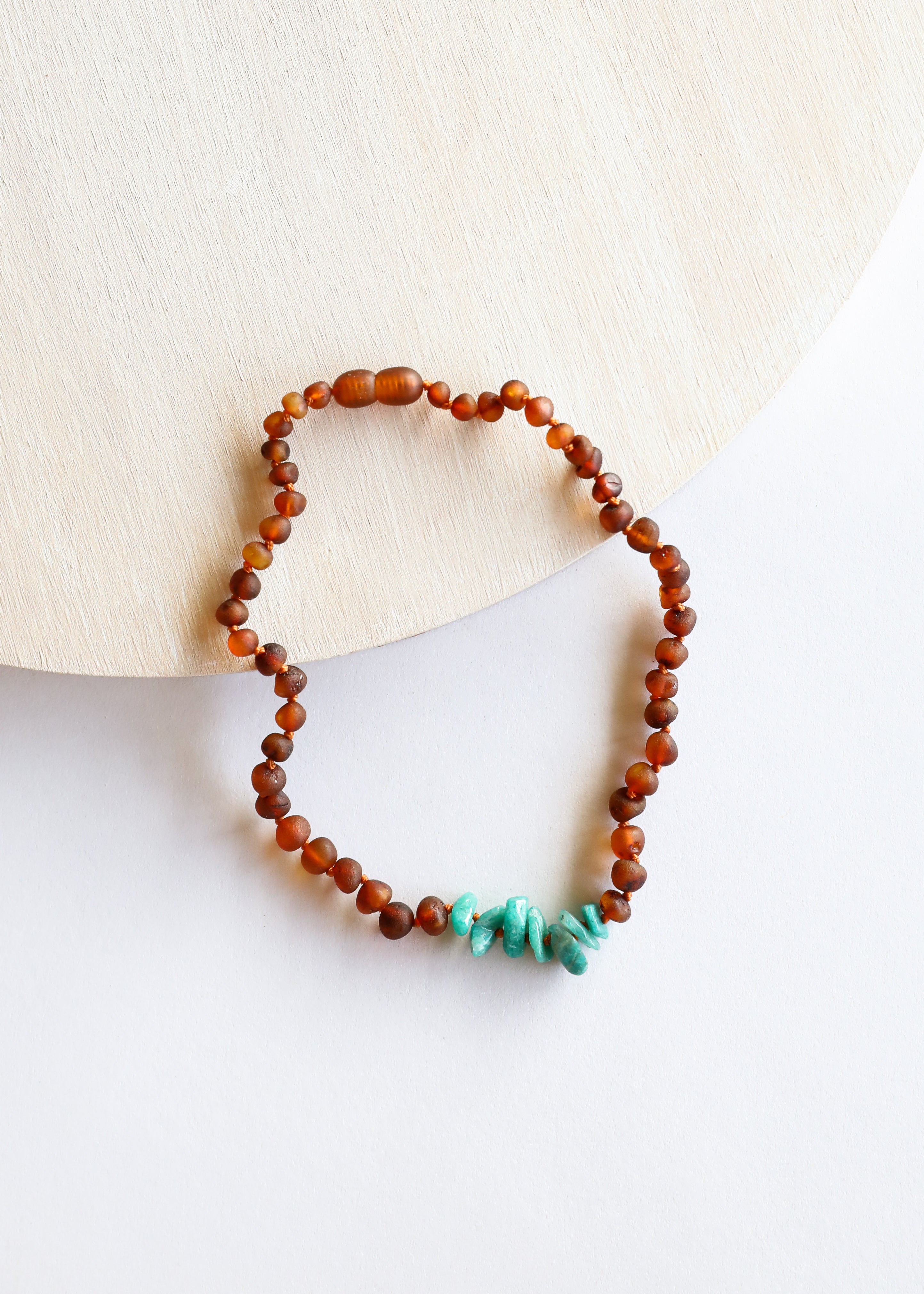 Raw Cognac Baltic Amber + Raw Amazonite || Necklace