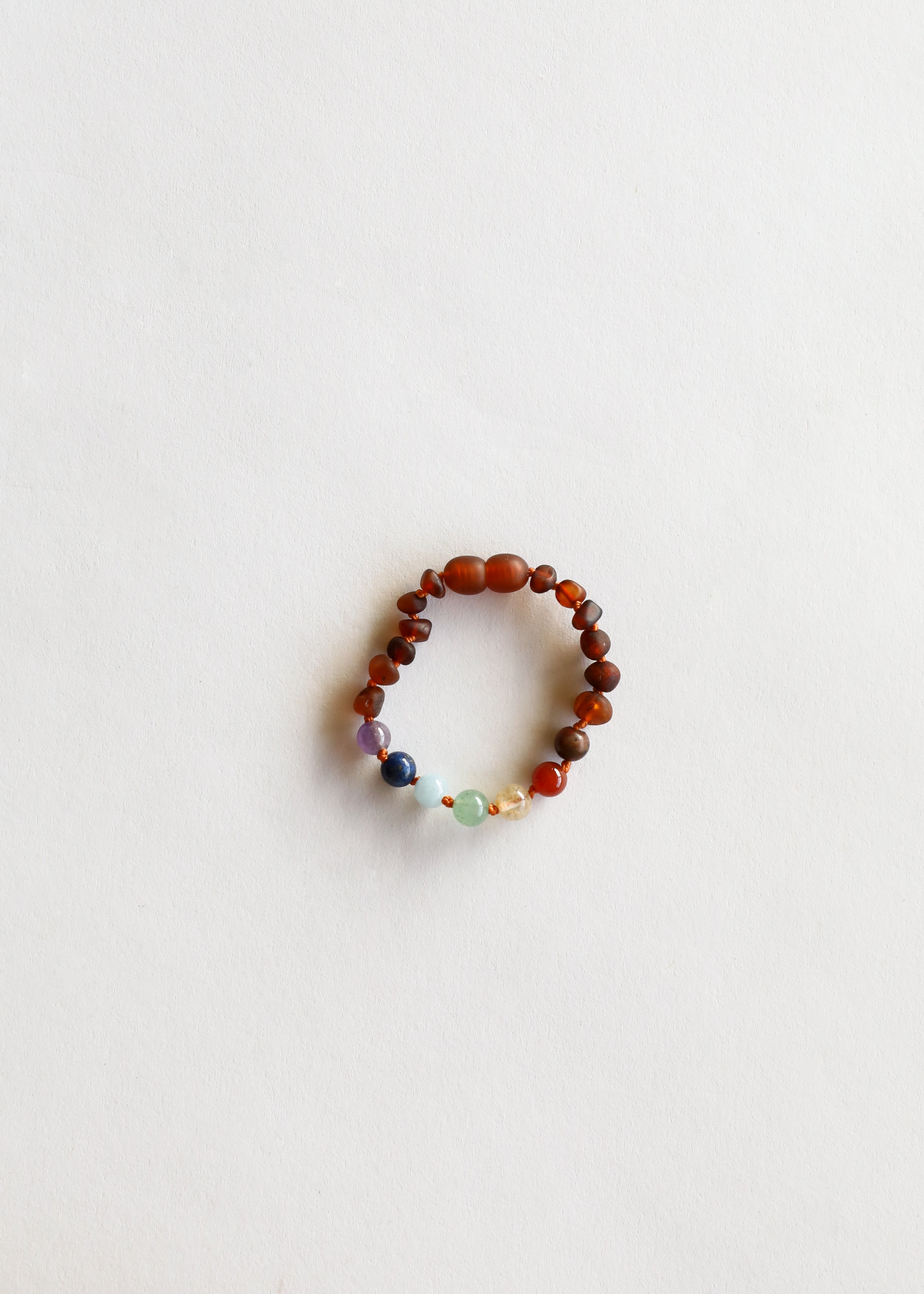 Raw Cognac Baltic Amber + CHAKRA Crystals || Bracelet Set