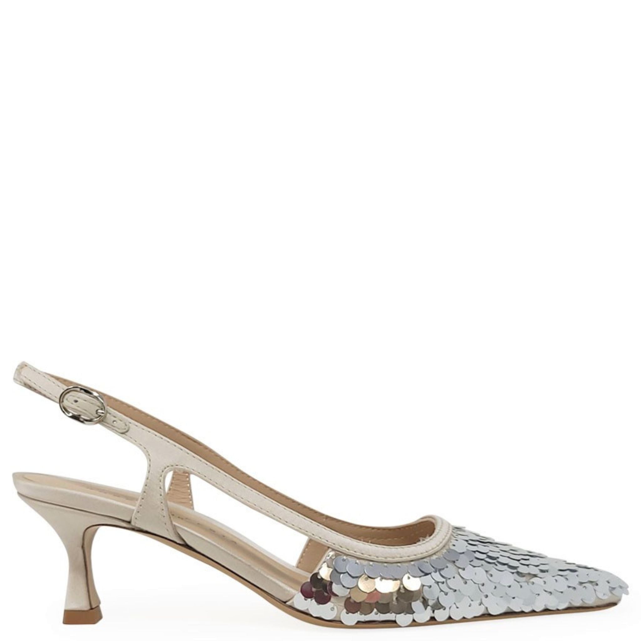 Roberto Festa Silver Sequence Snip Slingback Heel