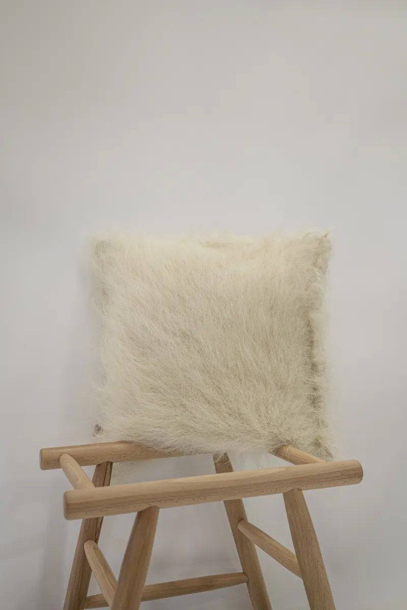 Organic Wool Pillow - Handwoven Brushed Wood Decorative Pillow