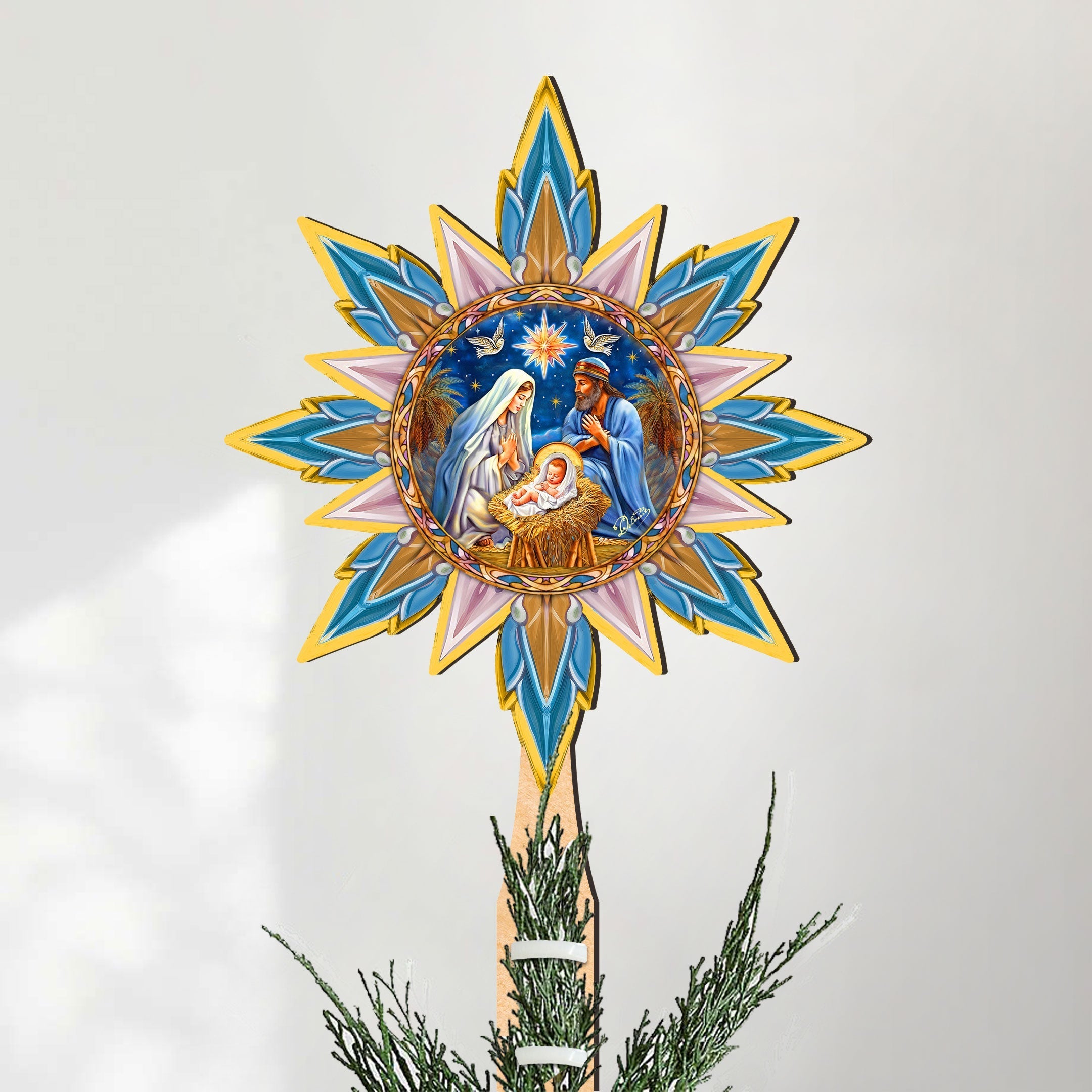 Nativity-themed Tree Topper Wooden Decor - Nativity Holiday Decor - Christmas Tree Topper