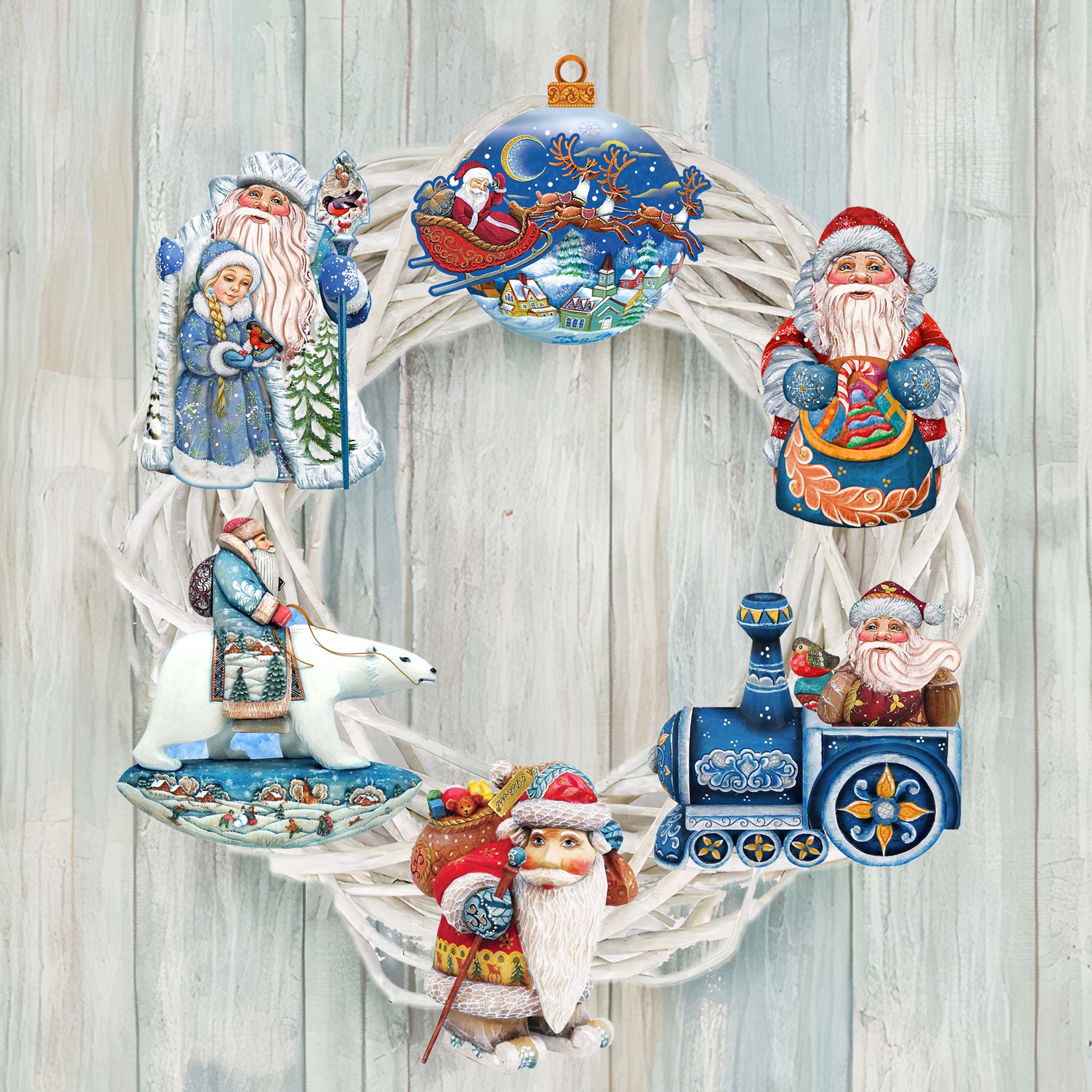 Up-Up and Away Decorative Wooden Clip-on Ornaments Set of 6 by G. Debrekht - Christmas Decor - 8090132C-S6