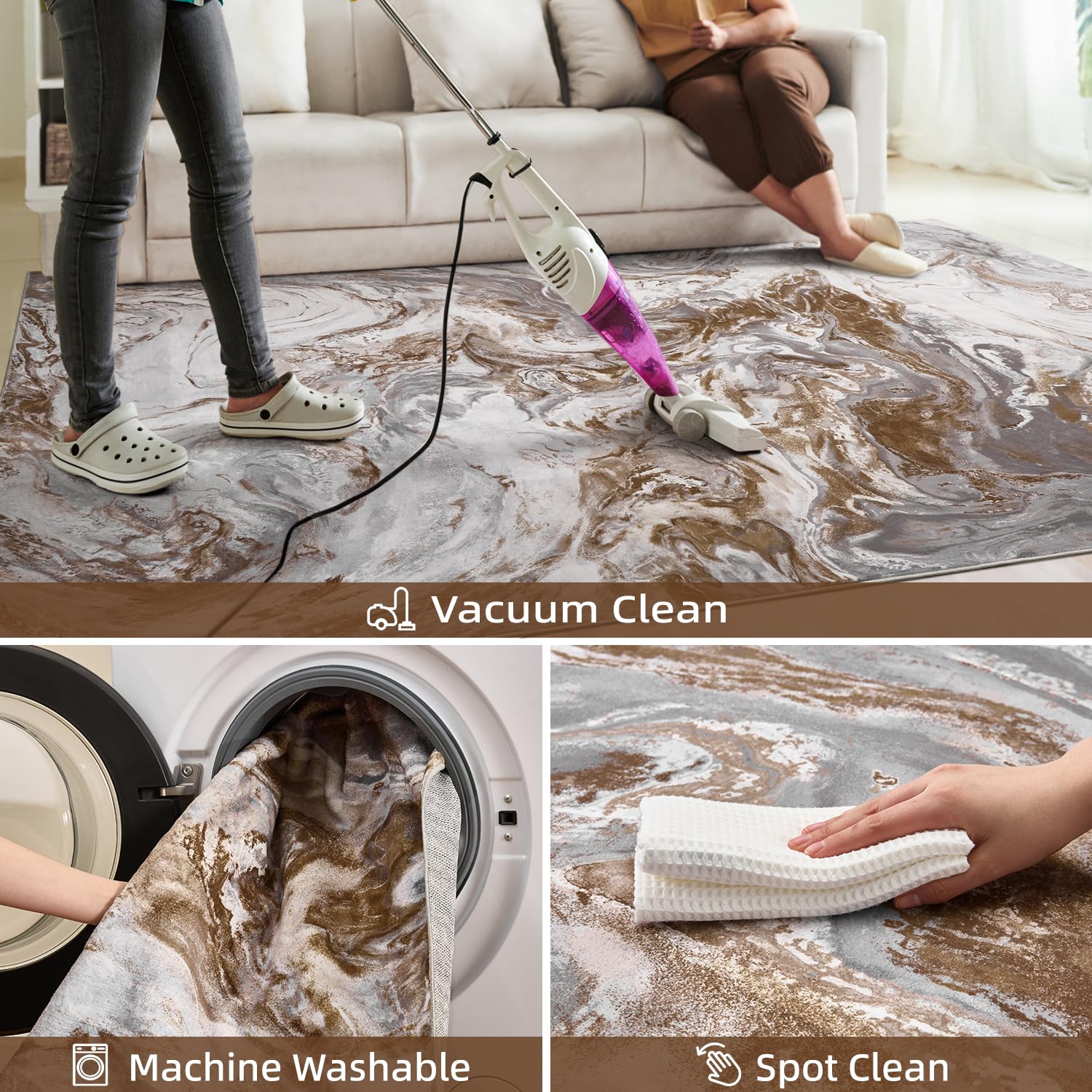 5x7 Area Rugs for Living Room, Modern Abstract Rug for Bedroom, Contemporary Machine Washable Rug, Large Stain Resistant Carpet for Dining Room Playroom Home Office, Pet & Kids Friendly