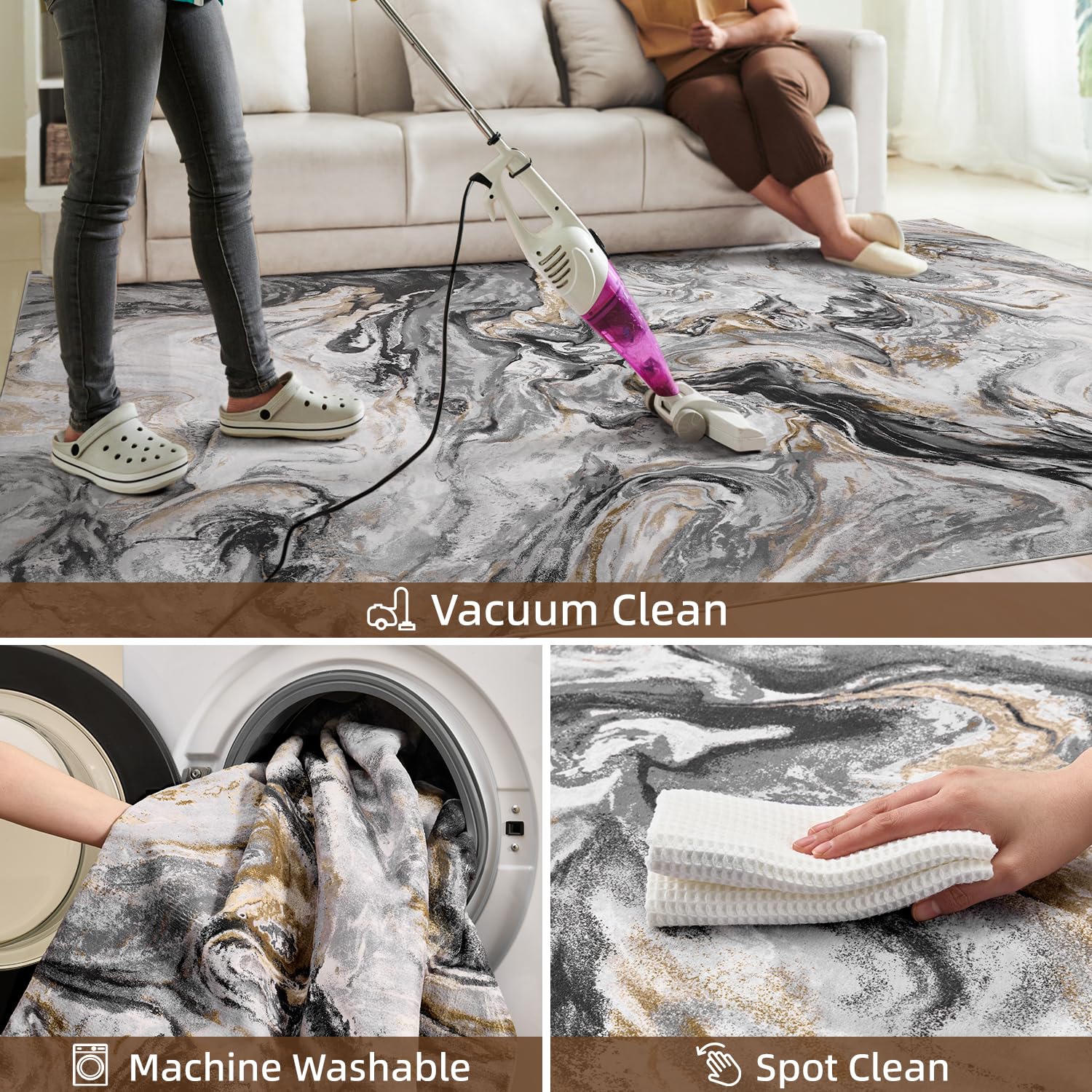 5x7 Area Rugs for Living Room, Modern Abstract Rug for Bedroom, Contemporary Machine Washable Rug, Large Stain Resistant Carpet for Dining Room Playroom Home Office, Pet & Kids Friendly