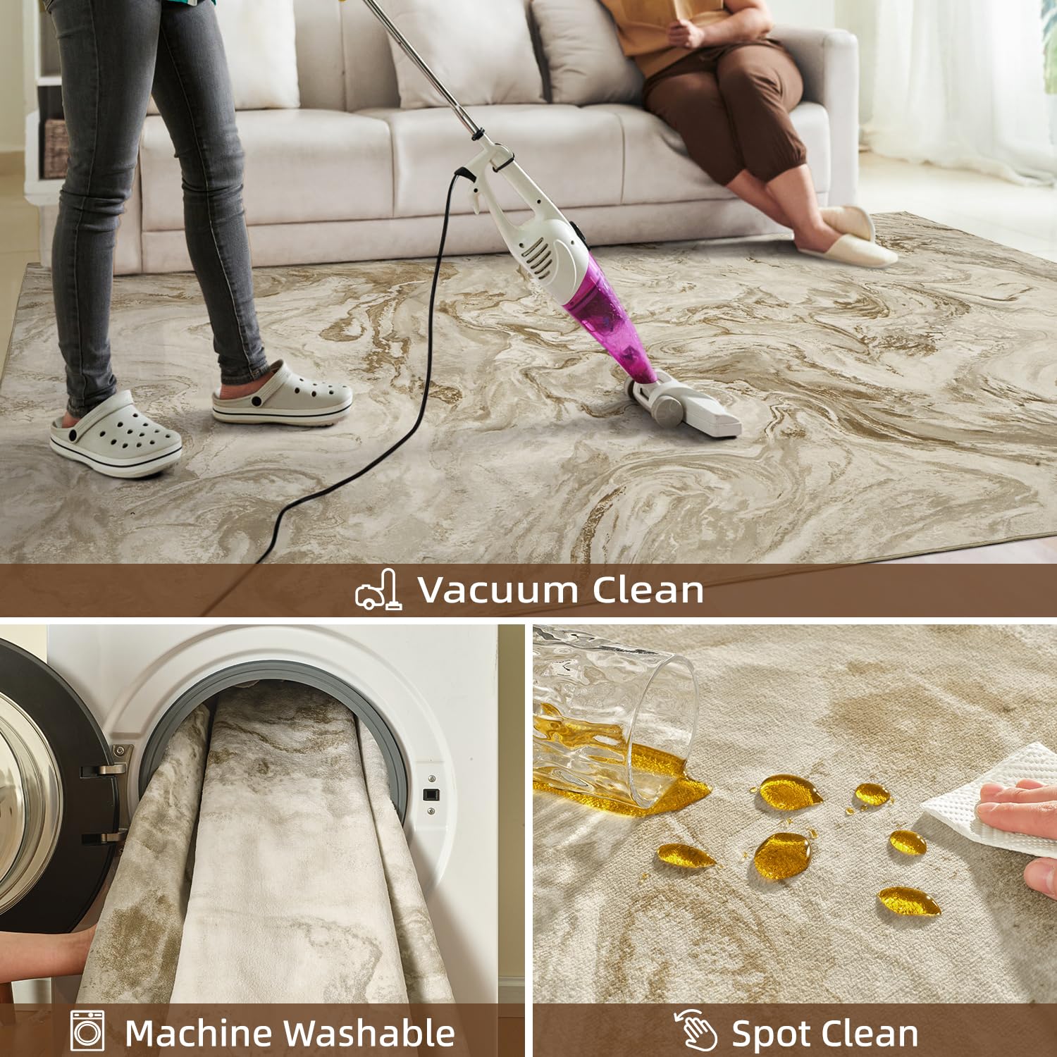 5x7 Area Rugs for Living Room, Modern Abstract Rug for Bedroom, Contemporary Machine Washable Rug, Large Stain Resistant Carpet for Dining Room Playroom Home Office, Pet & Kids Friendly