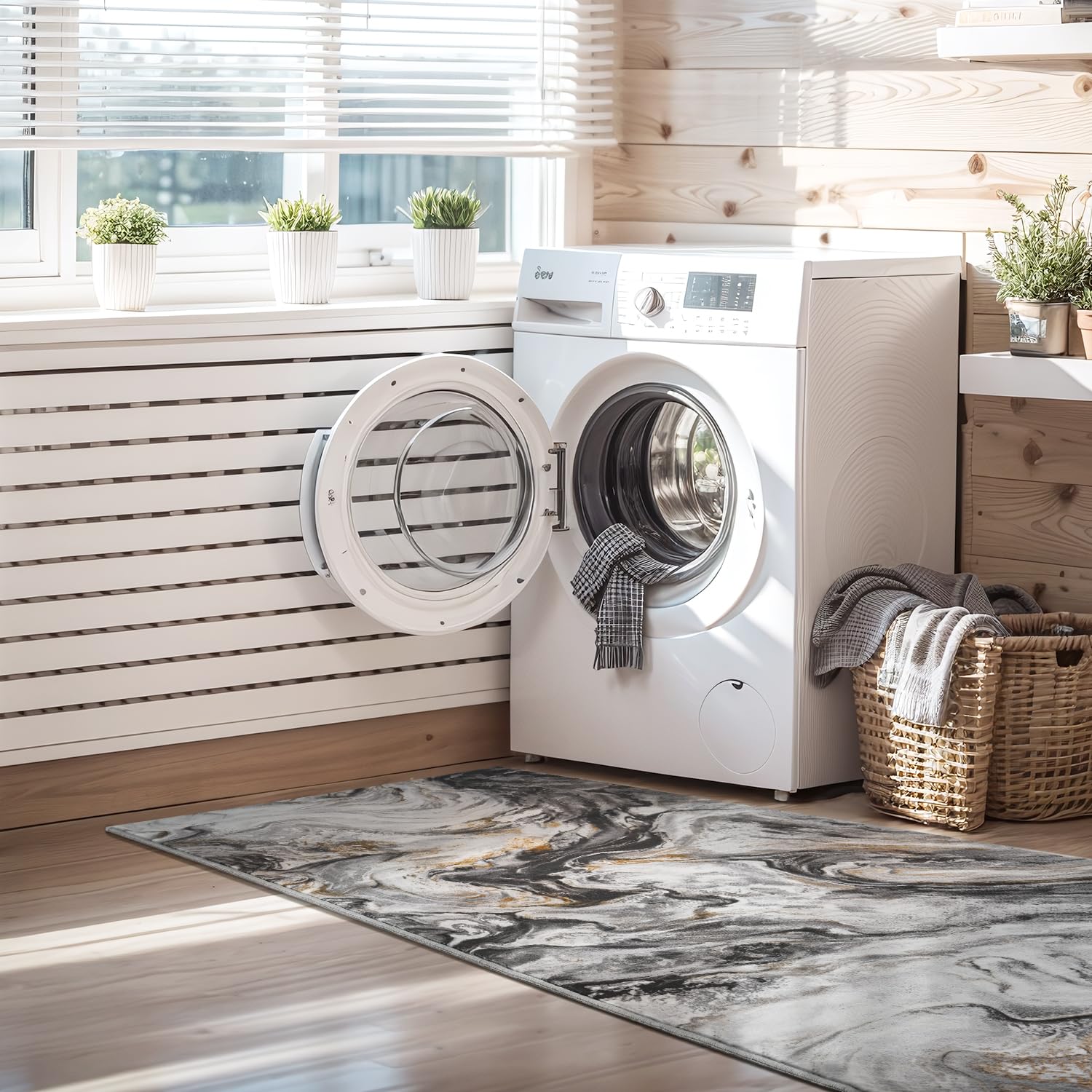 5x7 Area Rugs for Living Room, Modern Abstract Rug for Bedroom, Contemporary Machine Washable Rug, Large Stain Resistant Carpet for Dining Room Playroom Home Office, Pet & Kids Friendly