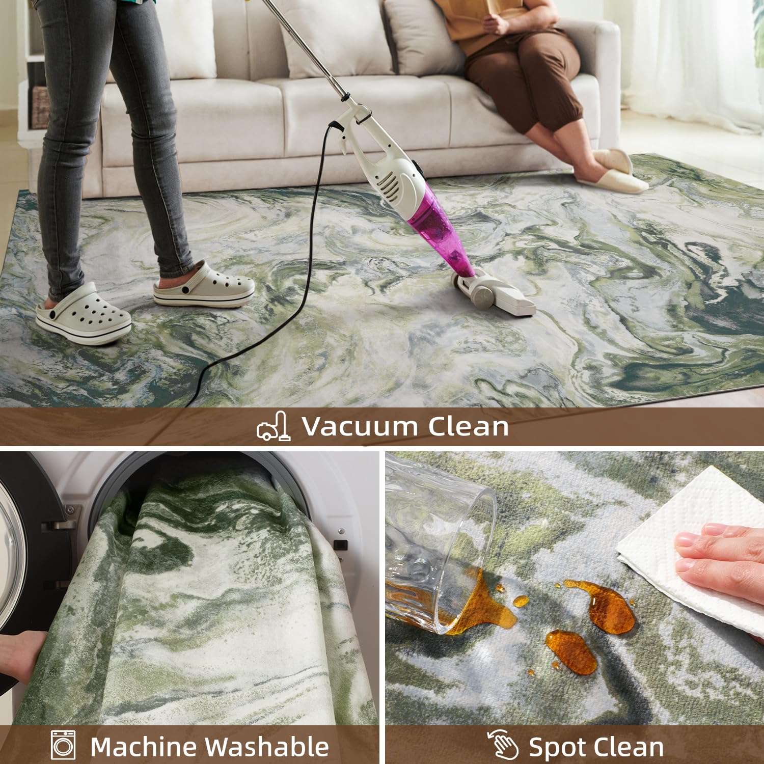 5x7 Area Rugs for Living Room, Modern Abstract Rug for Bedroom, Contemporary Machine Washable Rug, Large Stain Resistant Carpet for Dining Room Playroom Home Office, Pet & Kids Friendly