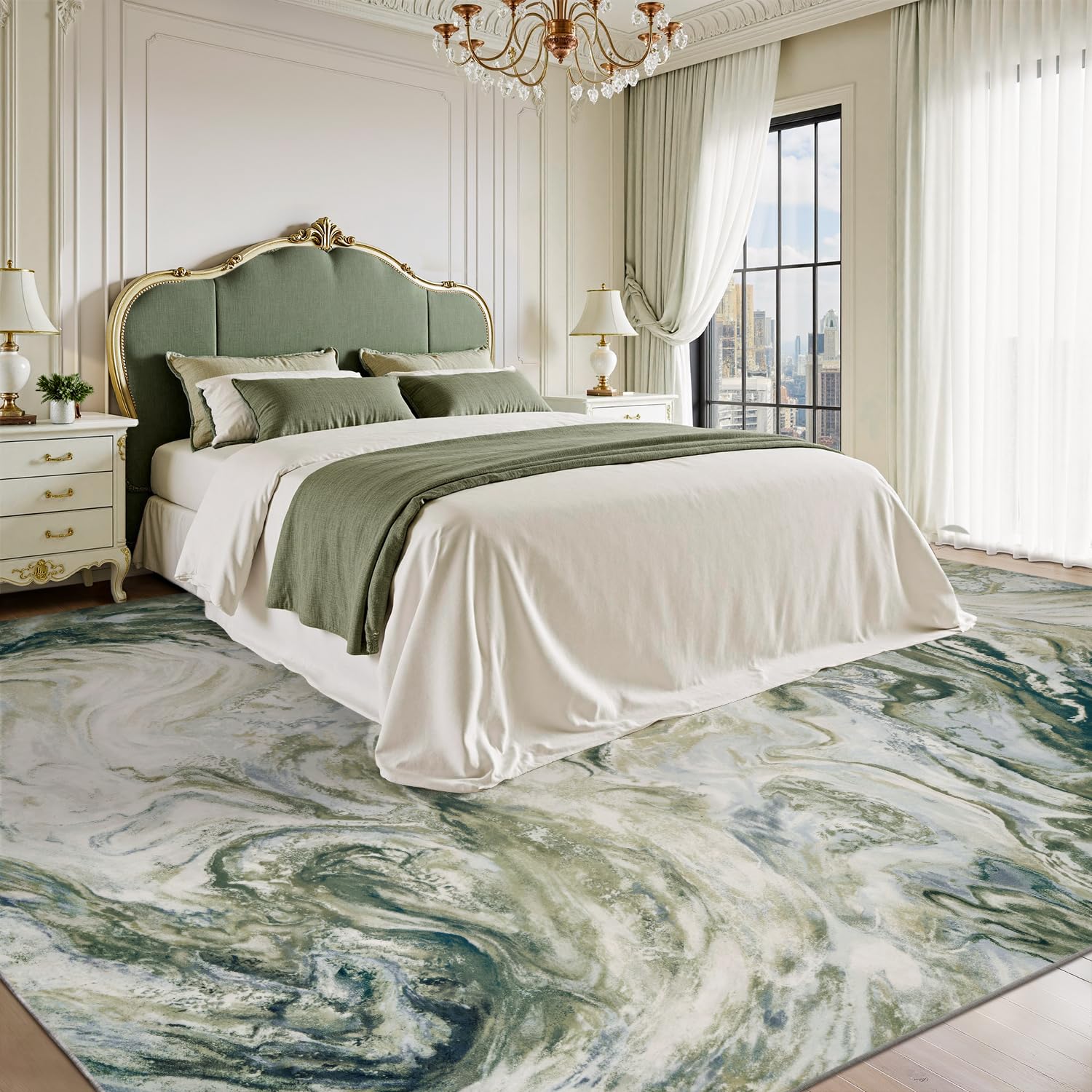 5x7 Area Rugs for Living Room, Modern Abstract Rug for Bedroom, Contemporary Machine Washable Rug, Large Stain Resistant Carpet for Dining Room Playroom Home Office, Pet & Kids Friendly