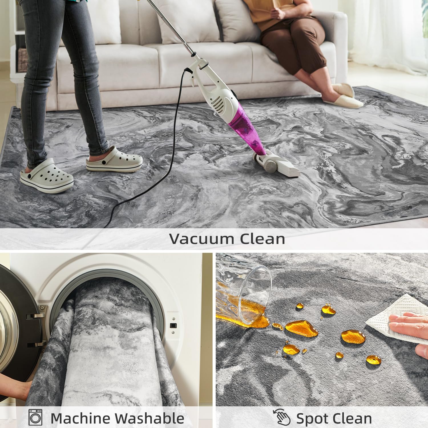 5x7 Area Rugs for Living Room, Modern Abstract Rug for Bedroom, Contemporary Machine Washable Rug, Large Stain Resistant Carpet for Dining Room Playroom Home Office, Pet & Kids Friendly