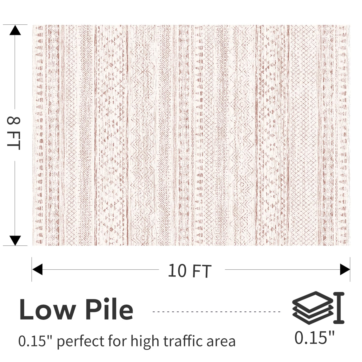 5x7 Area Rugs - Soft, Washable Neutral Boho Carpet for Living, Bedroom, Dining & Play Rooms - Indoor Brown