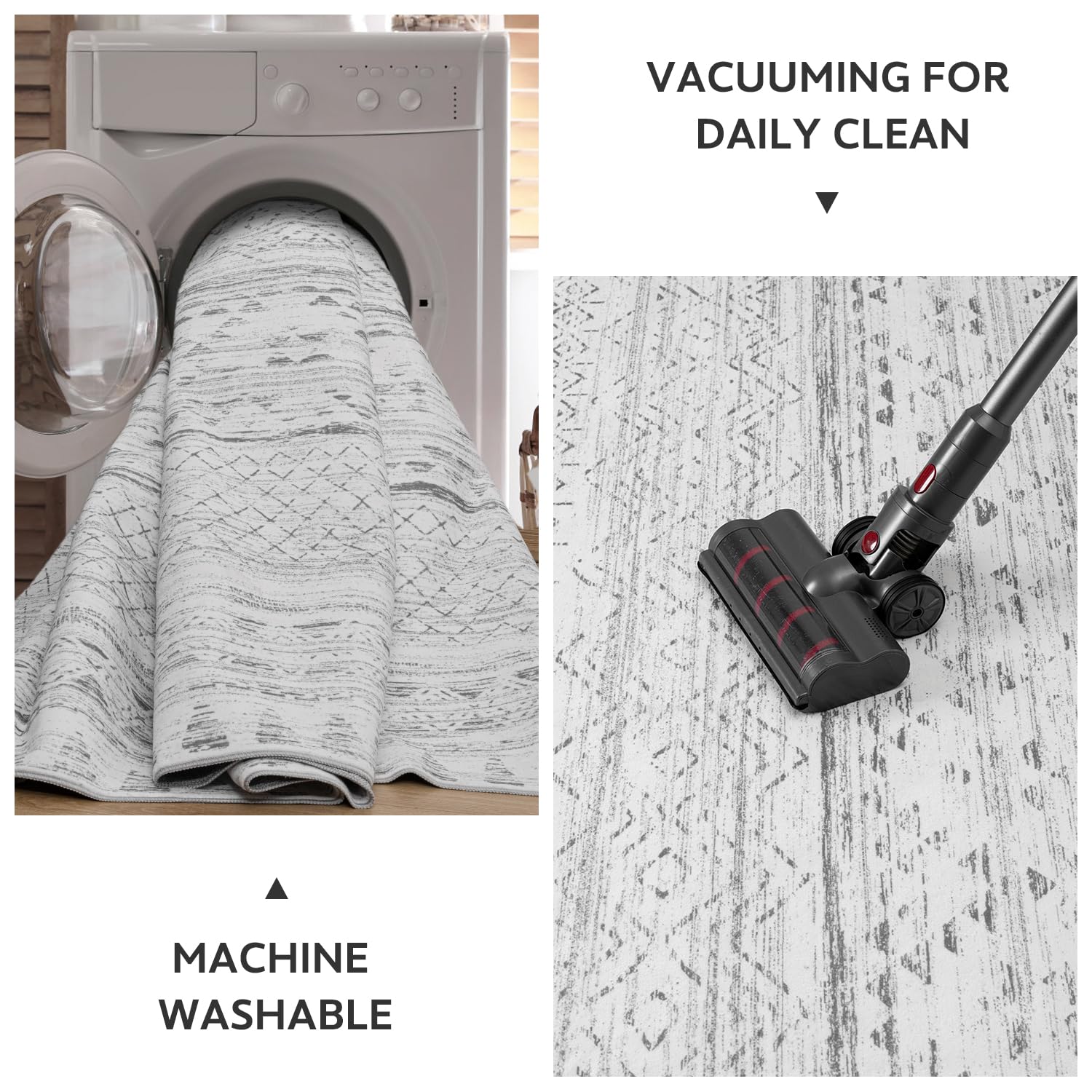 5x7 Area Rugs - Soft, Washable Neutral Boho Carpet for Living, Bedroom, Dining & Play Rooms - Indoor Brown