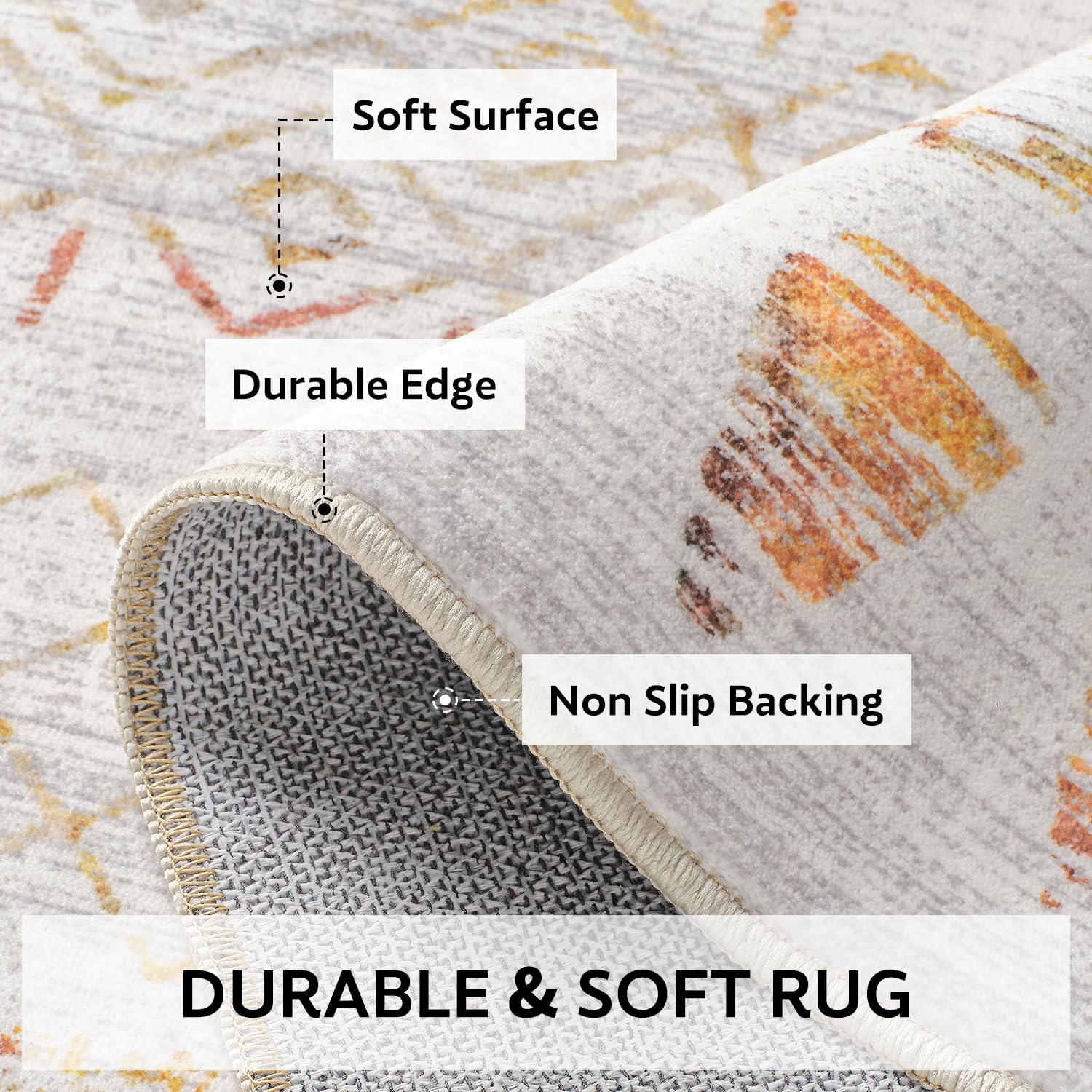 5x7 Area Rugs - Soft, Washable Neutral Boho Carpet for Living, Bedroom, Dining & Play Rooms - Indoor Brown