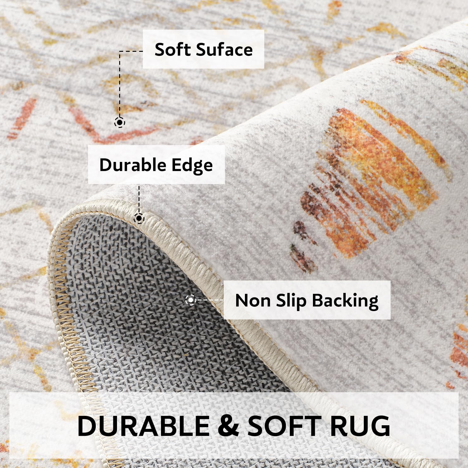 5x7 Area Rugs - Soft, Washable Neutral Boho Carpet for Living, Bedroom, Dining & Play Rooms - Indoor Brown