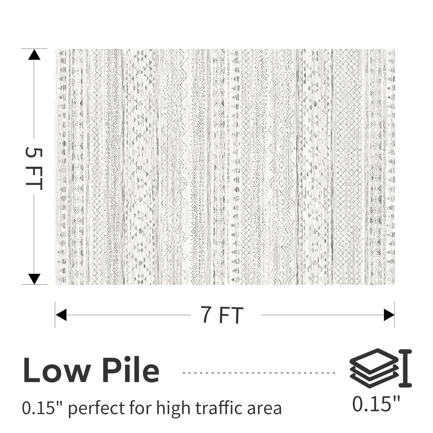 5x7 Area Rugs - Soft, Washable Neutral Boho Carpet for Living, Bedroom, Dining & Play Rooms - Indoor Brown