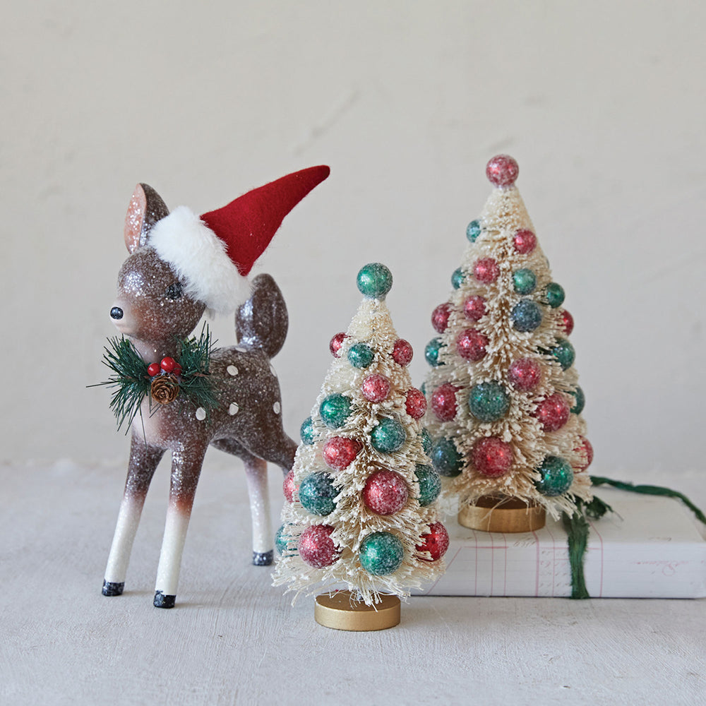 Resin Fawn w/ Santa Hat & Glitter