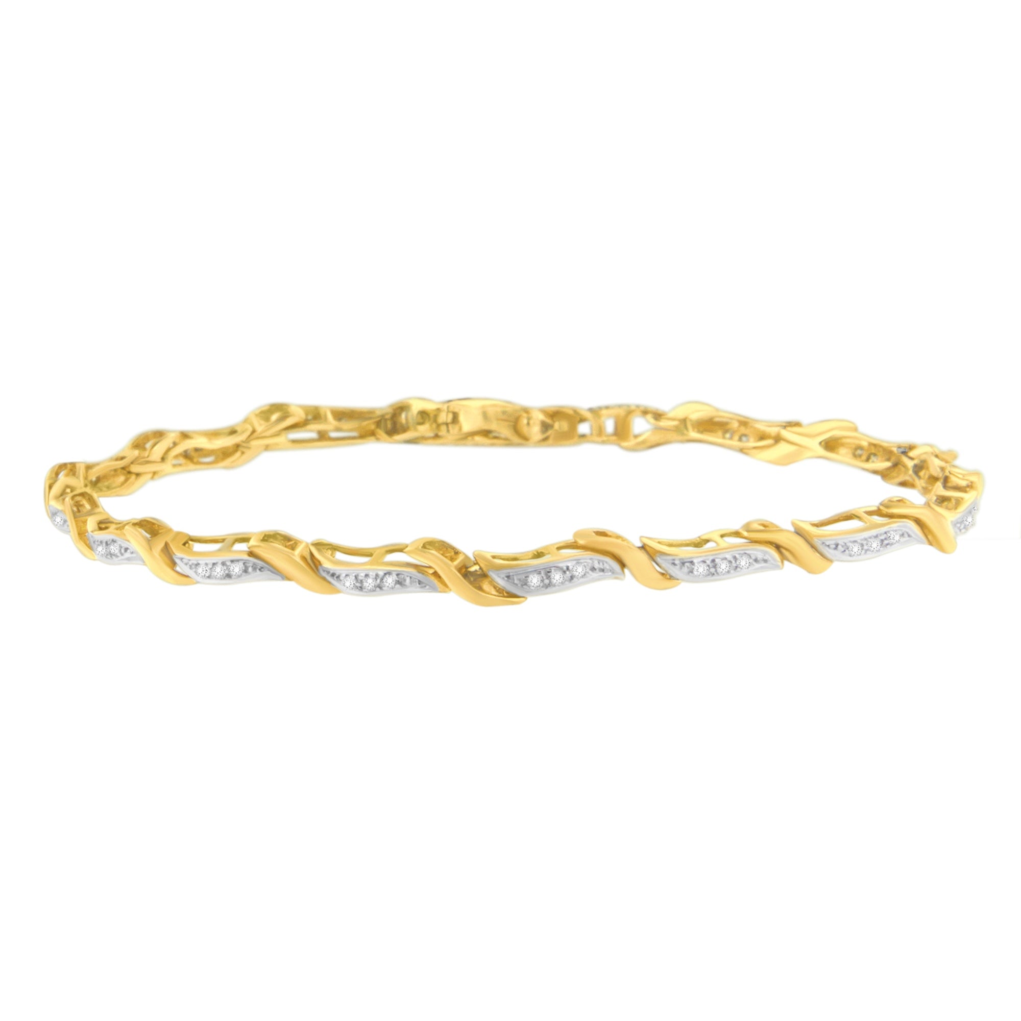 10K Yellow Gold 0.25 Cttw Round Cut Diamond Bracelet (0.25 Cttw, H-I Color, Si1-Si2 Clarity)