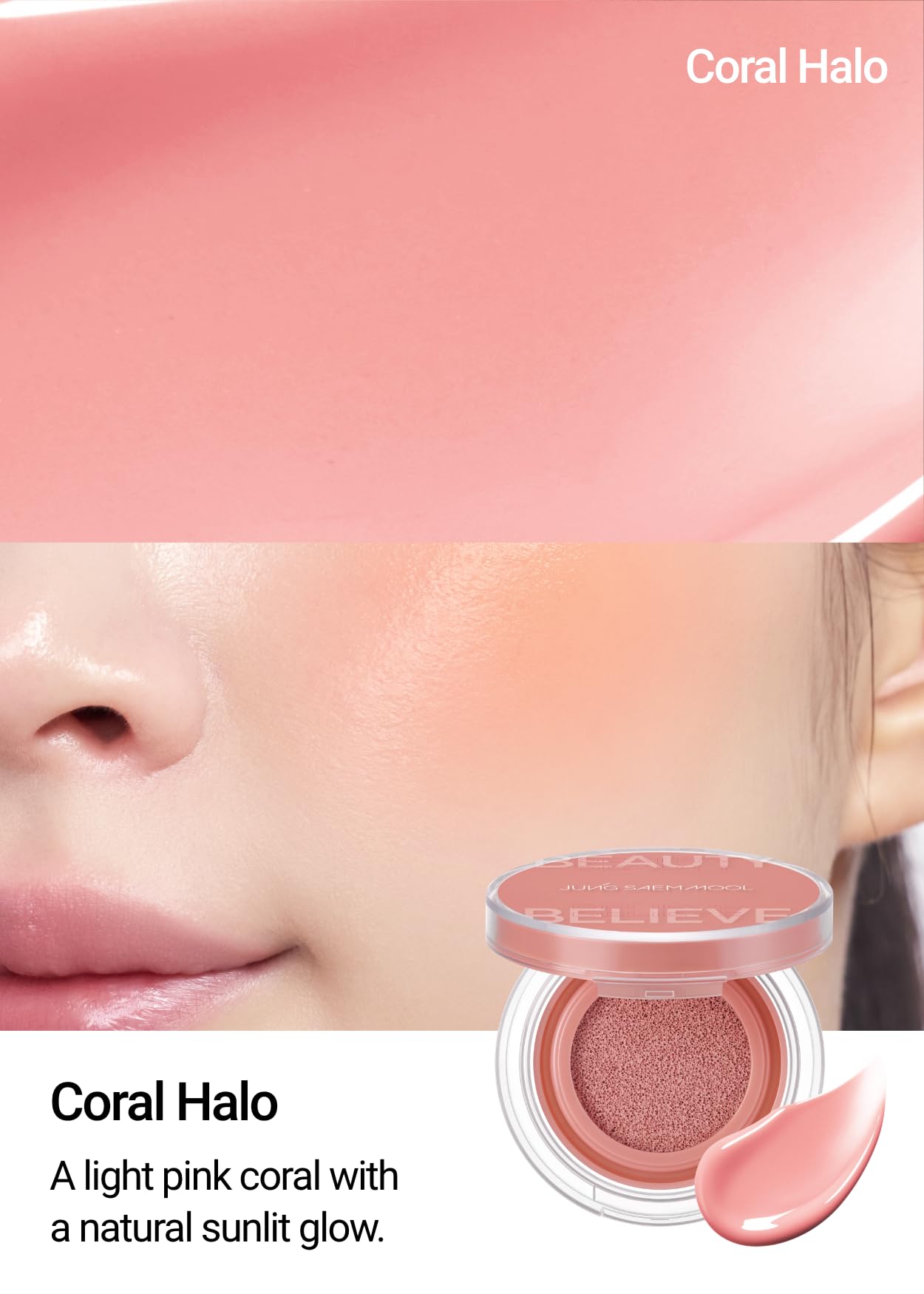 JUNGSAEMMOOL Artist Cushion Blush (Dewy Coral) | Easy to Blend, Lightweight, Hydrating Korean Makeup Cushion Blush for Dewy & Glowing Cheeks