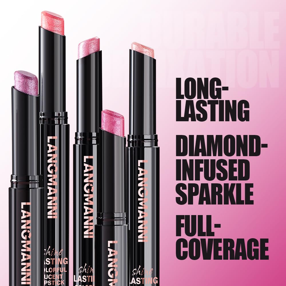 Jolilab 10Pcs Set Sparkling Lipstick Lip Gloss Long Lasting Waterproof Moisturizer Lip Balm Glitter Shimmer Metallic, Diamond Shiny Bold Glow Goth Lipstick for Women Girls, Non-sticky