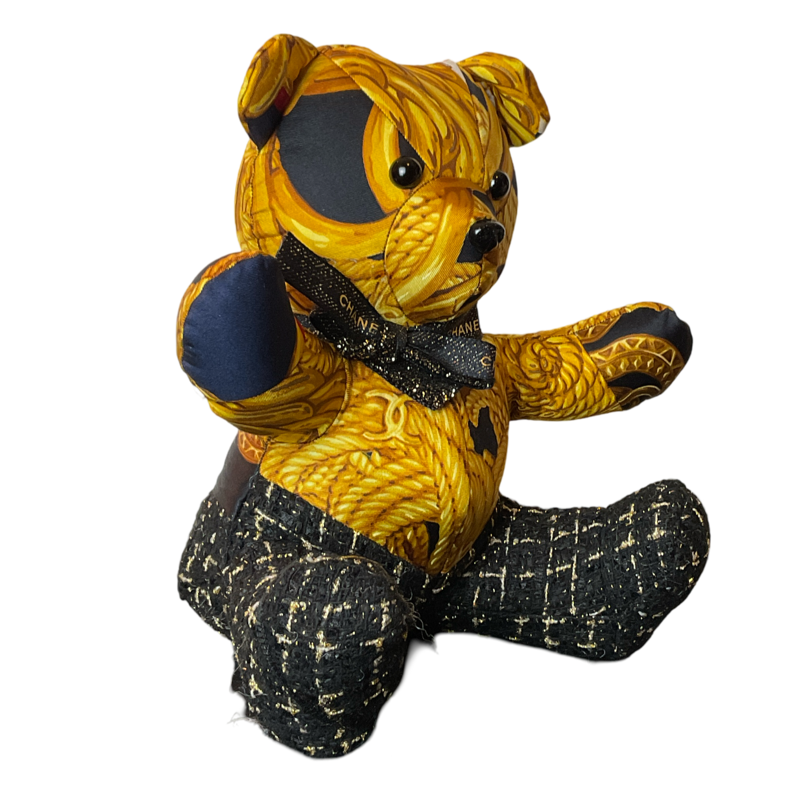 CC Logo Vintage Silk Scarf Patchwork Teddy Bear