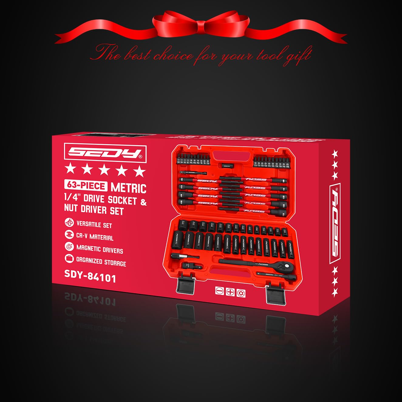 29-Piece 1/2" Drive Impact Socket Set, SAE (3/8 to 1 inch) and Metric (10-24mm) Sizes with Extension Bars Standard Deep Socket Set CR-V Material High Durability Impact Wrench