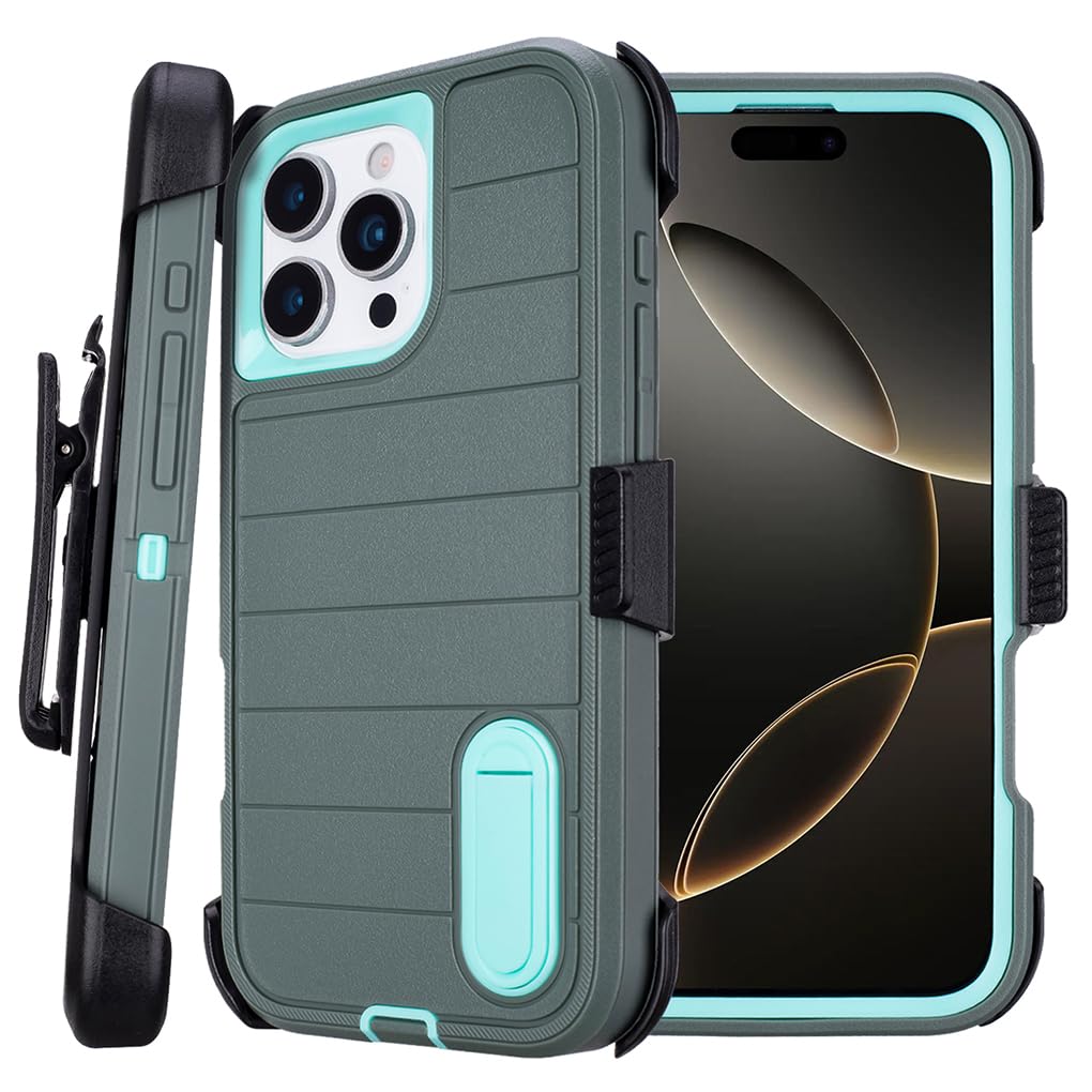 for Phone Case iPhone 16 Pro Max Case Black with Belt Clip Heavy Duty Holster for Shockproof Cases,3 Layers of Sturdy,Military Grade Defender Cover for iPhone 16 Pro Max Cases Black 6.9 Inch