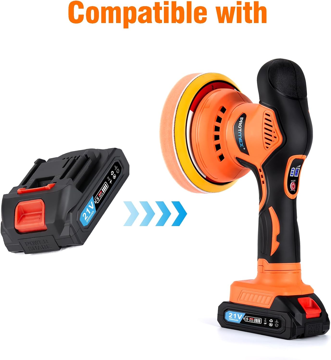 21V 2.0Ah Battery for Protmex 21V Cordless Car Polisher