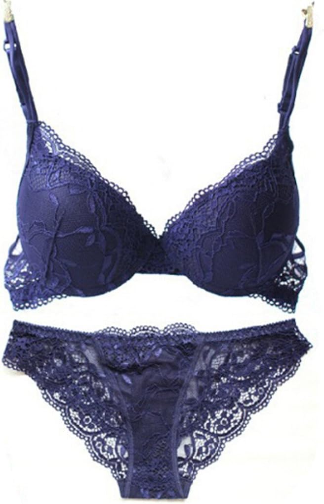 Nanier Women's Solid Lace Push up Bra Set