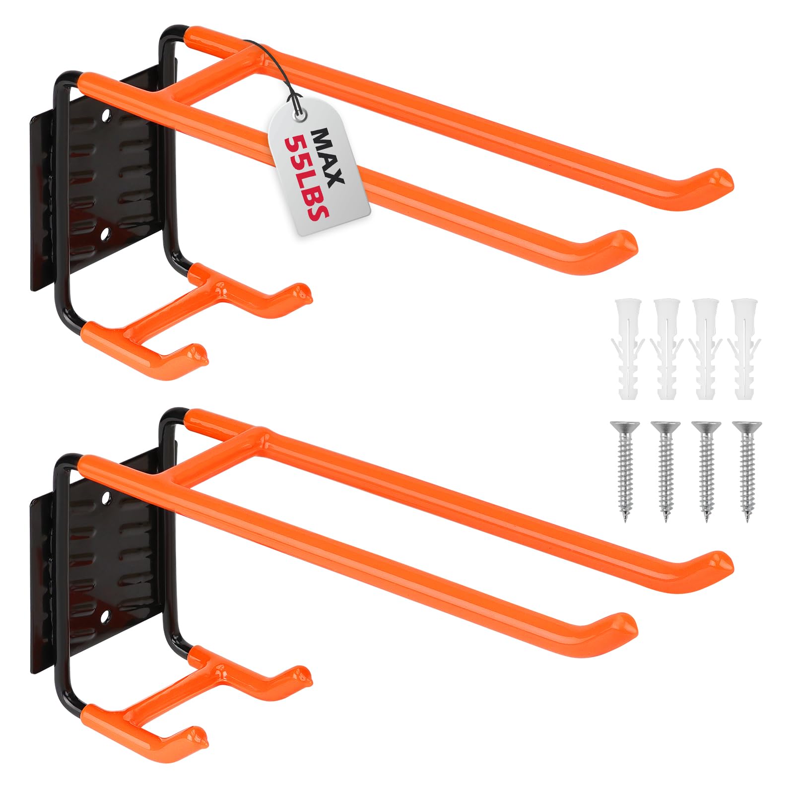 SEDY 6-Piece Heavy Duty Garage Storage Hooks, Wall Mount J Utility Hooks Holds 88 LB, Large Metal Utility, Garage Storage Ladders for Bikes, Garden Tools