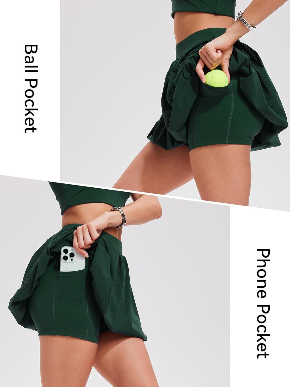 Airfree 2 Piece Sets for Women Tennis Skirt Set Mock Neck Sports Bra Irregular Crop Tank Bubble Skirt Outfits Set